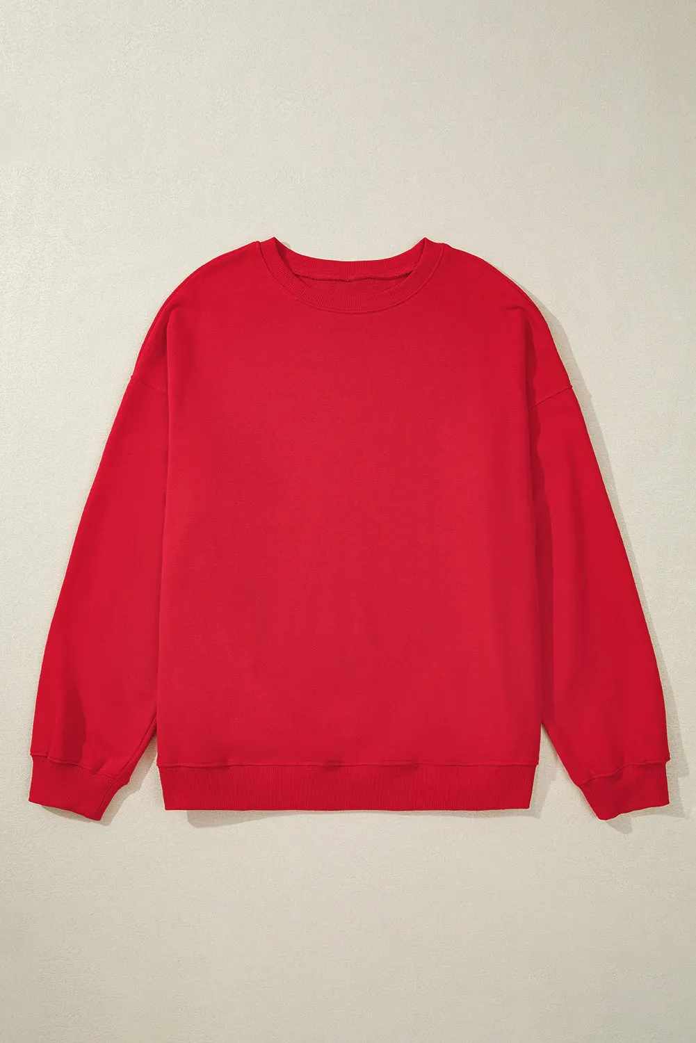 Racing Red Solid Crew Neck Drop Shoulder Plus Size Sweatshirt sold by eAura product image thumbnail 3