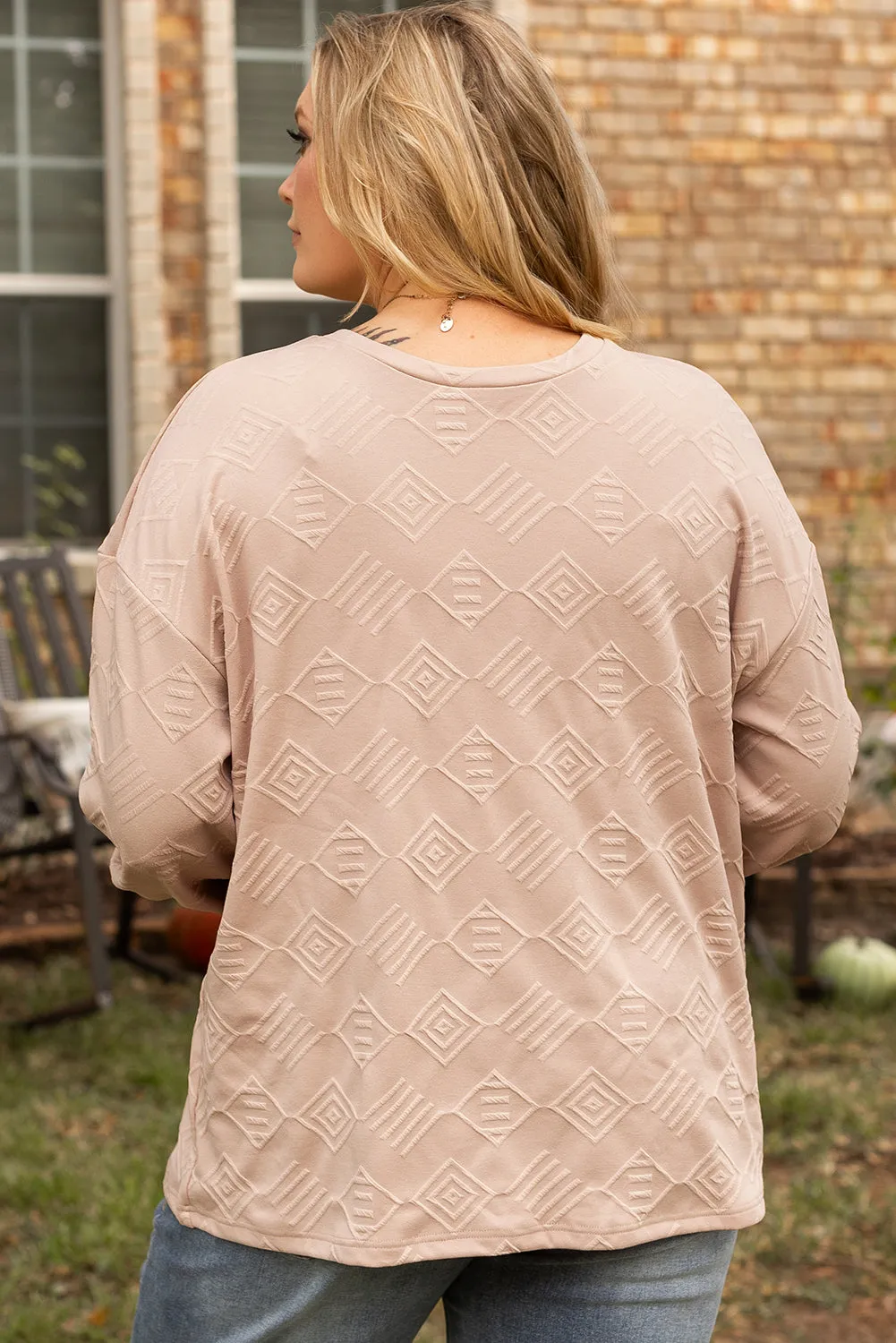 Parchment Plus Size Textured Drop Shoulder Crew Neck Sweatshirt sold by eAura product image thumbnail 2