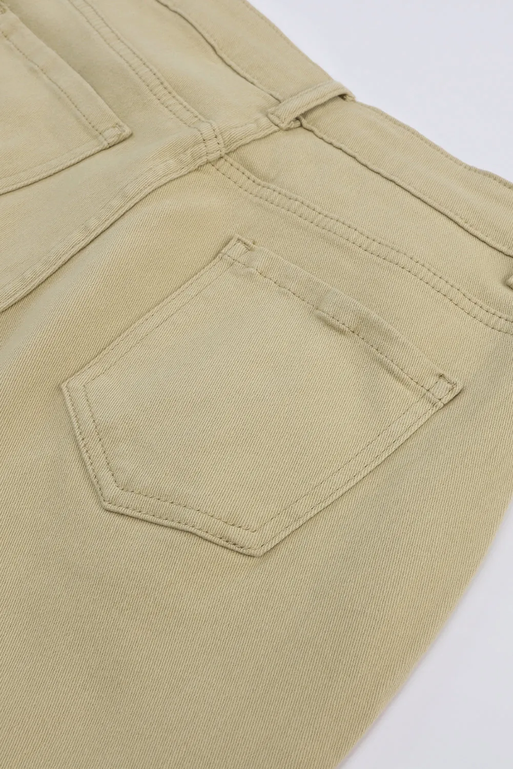 Khaki Solid High Waist Casual Trousers sold by eAura product image thumbnail 3