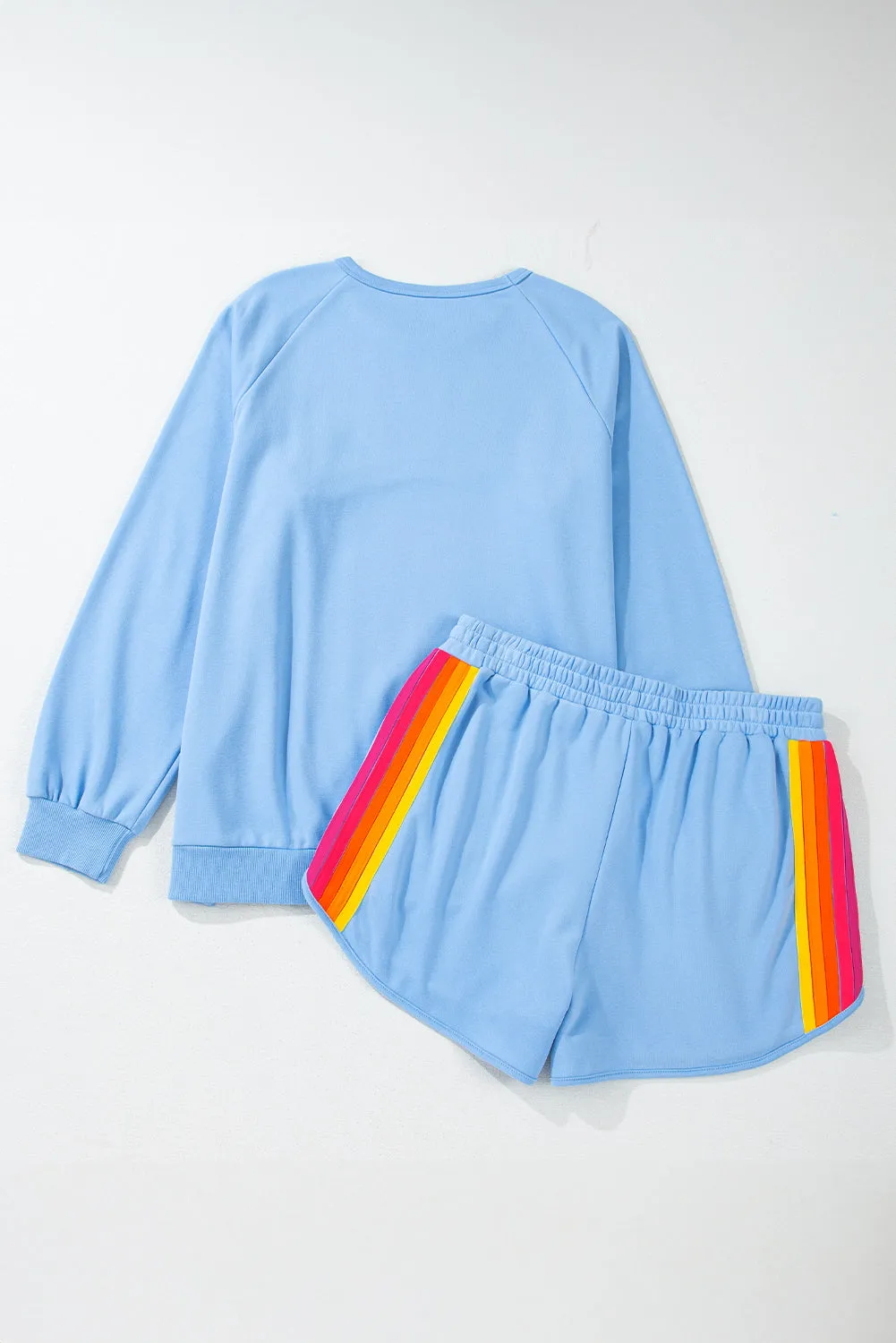 Beau Blue Striped Accent Pullover and Shorts Two Piece Casual Set sold by eAura product image thumbnail 2