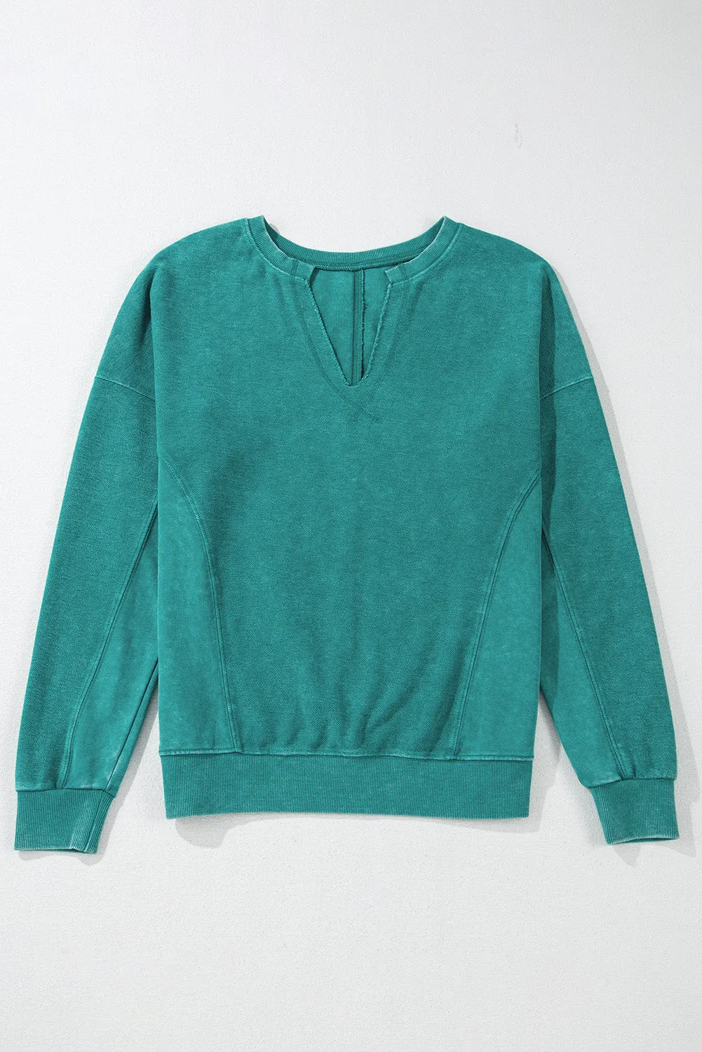 Skobeloff Solid Colour Notched Neck Drop Shoulder Sweatshirt sold by eAura