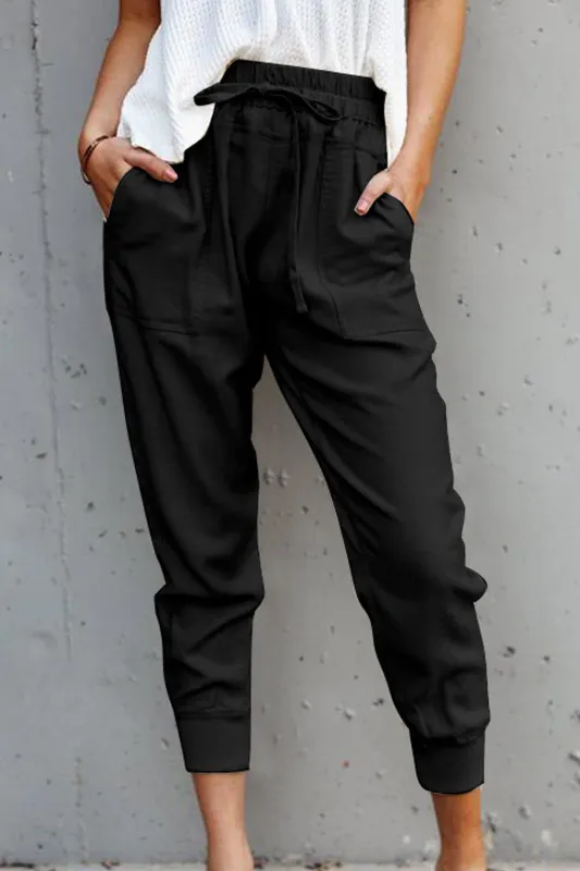 Black Causal Pockets Trousers sold by eAura