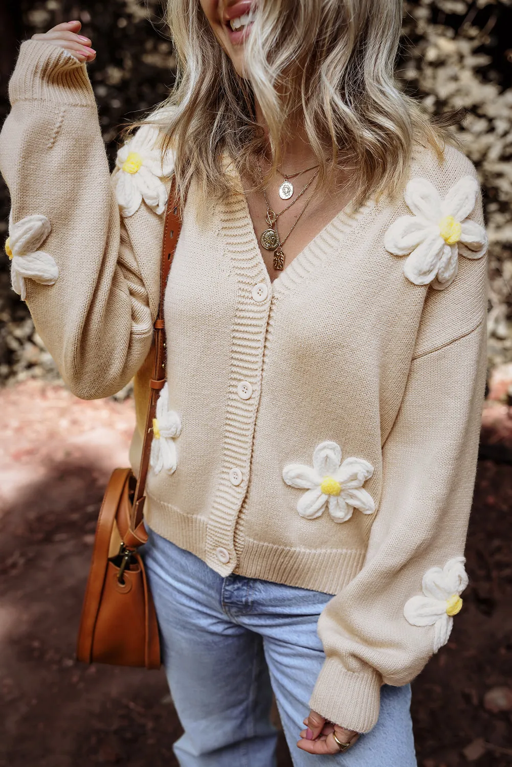 Parchment Elegant Flower Decor Button Front Cardigan sold by eAura product image thumbnail 3