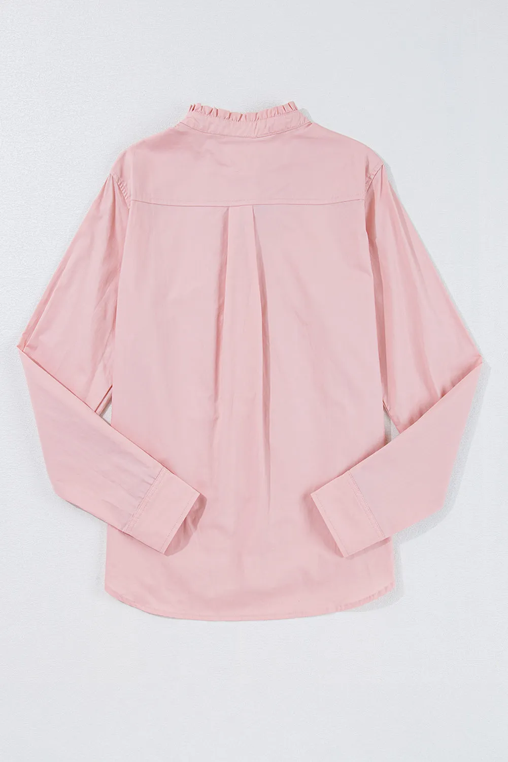 Light Pink Pleated Button-Up Loose Fit Casual Shirt sold by eAura product image thumbnail 5