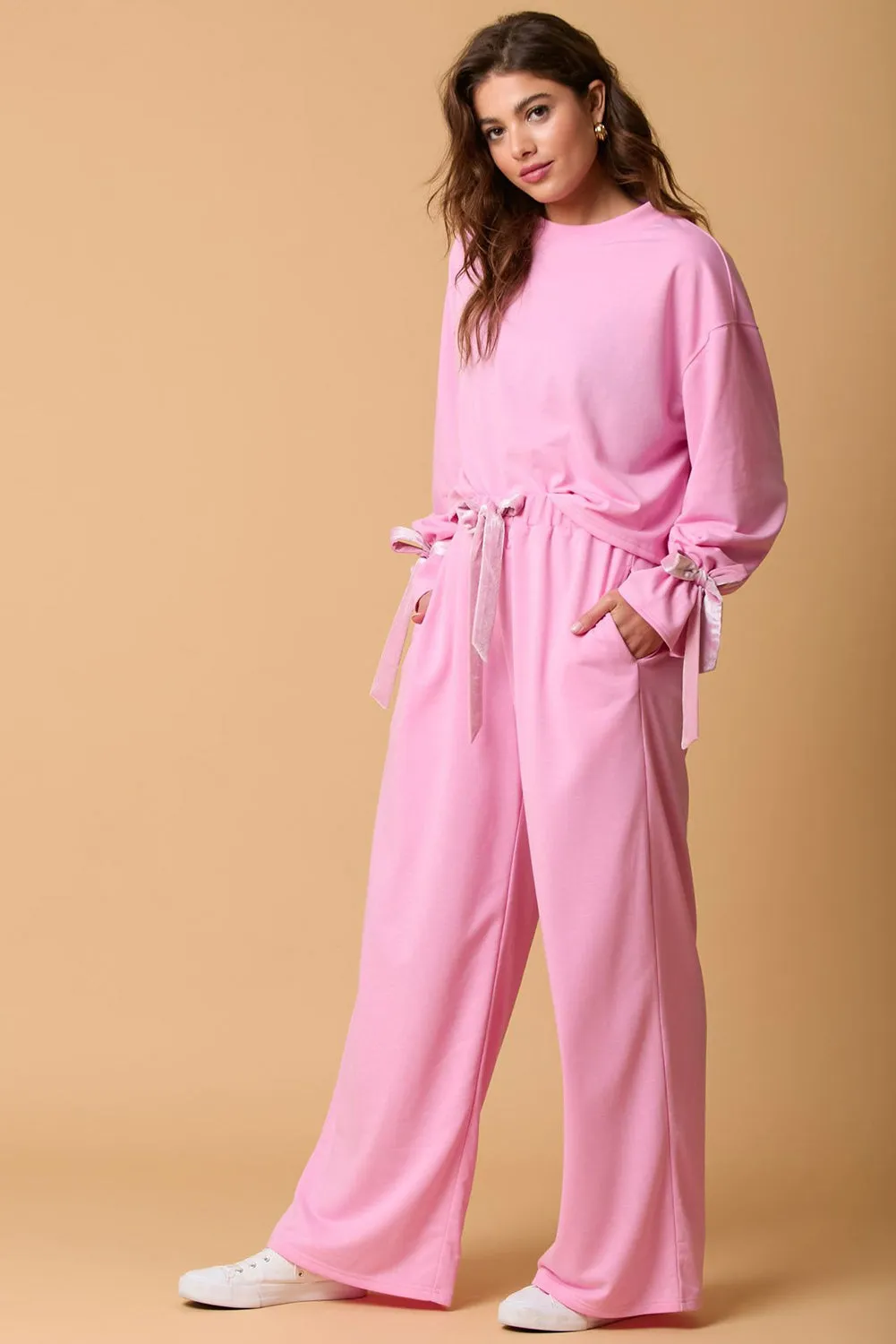 Bonbon Solid Colour Drawstring Long Sleeve Top and Trousers Set sold by eAura product image thumbnail 2