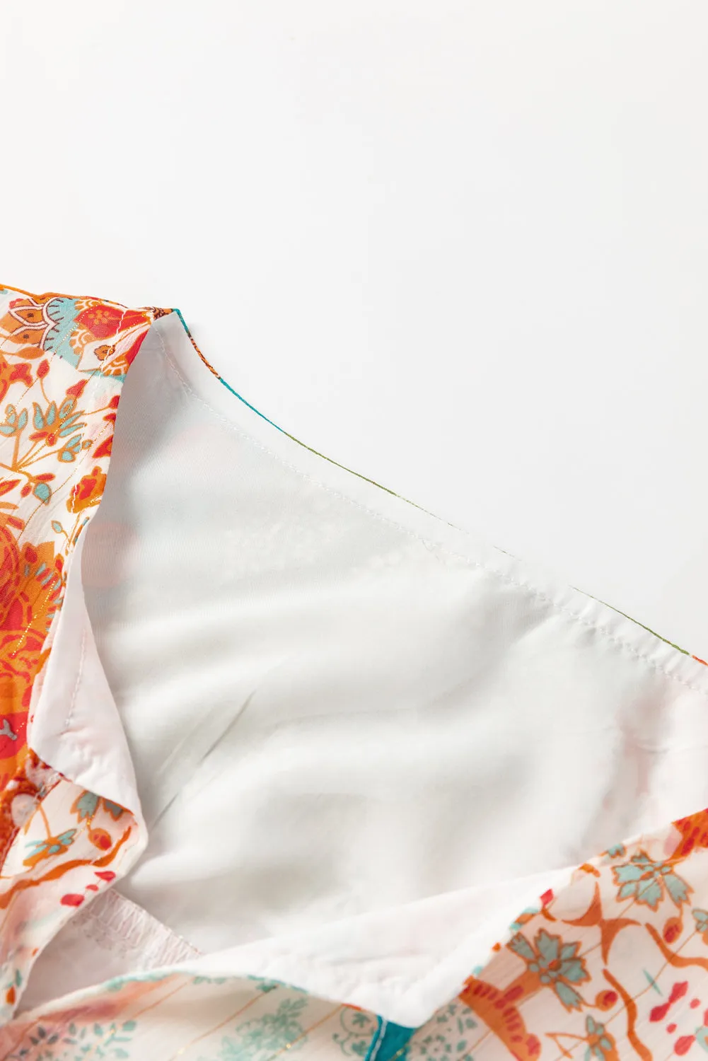 Orange Boho Paisley Mixed Print 3/4 Sleeve Chiffon Loose Dress sold by eAura product image thumbnail 4