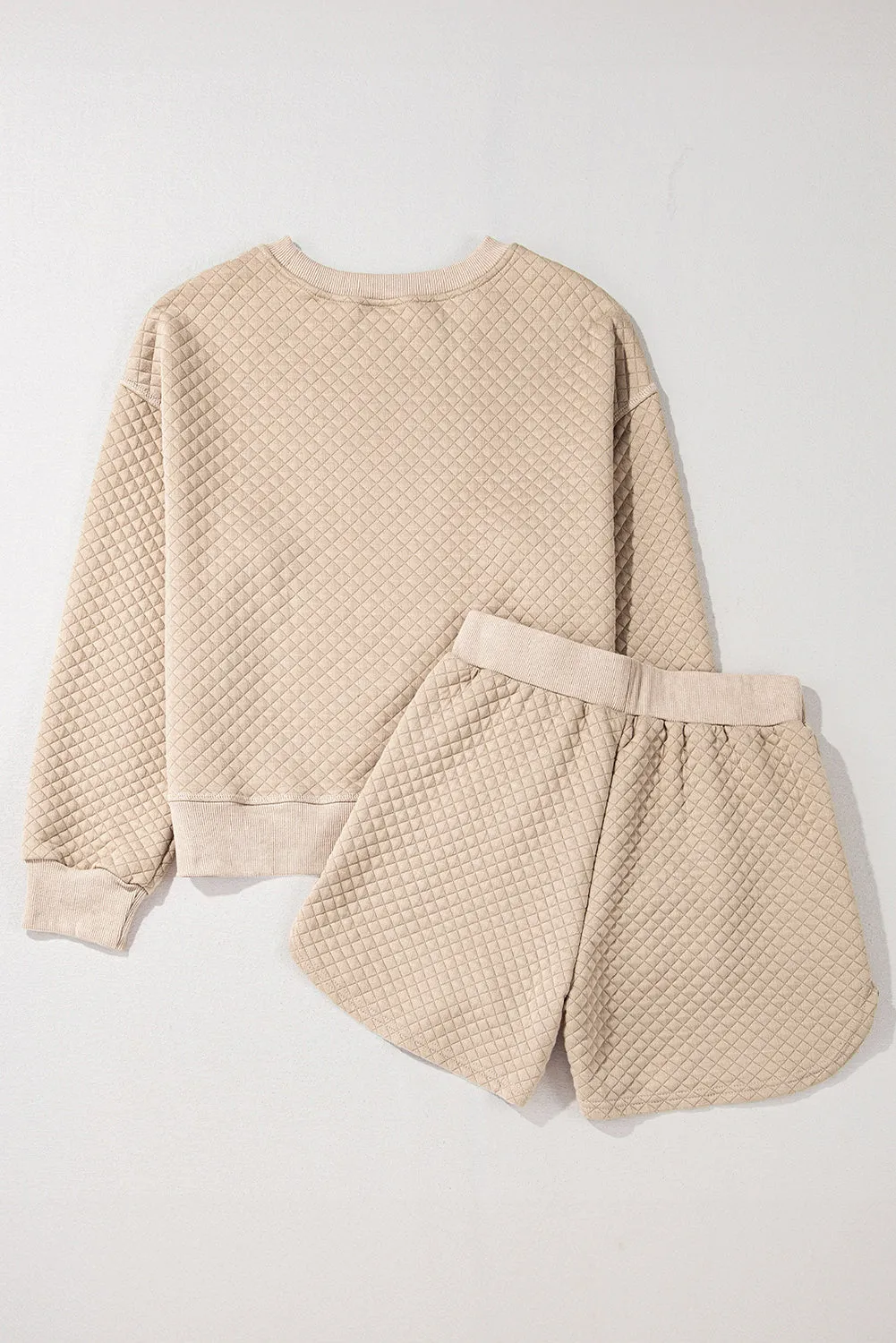 Parchment Solid Colour Quilted Long Sleeve Top and Shorts Set sold by eAura product image thumbnail 5