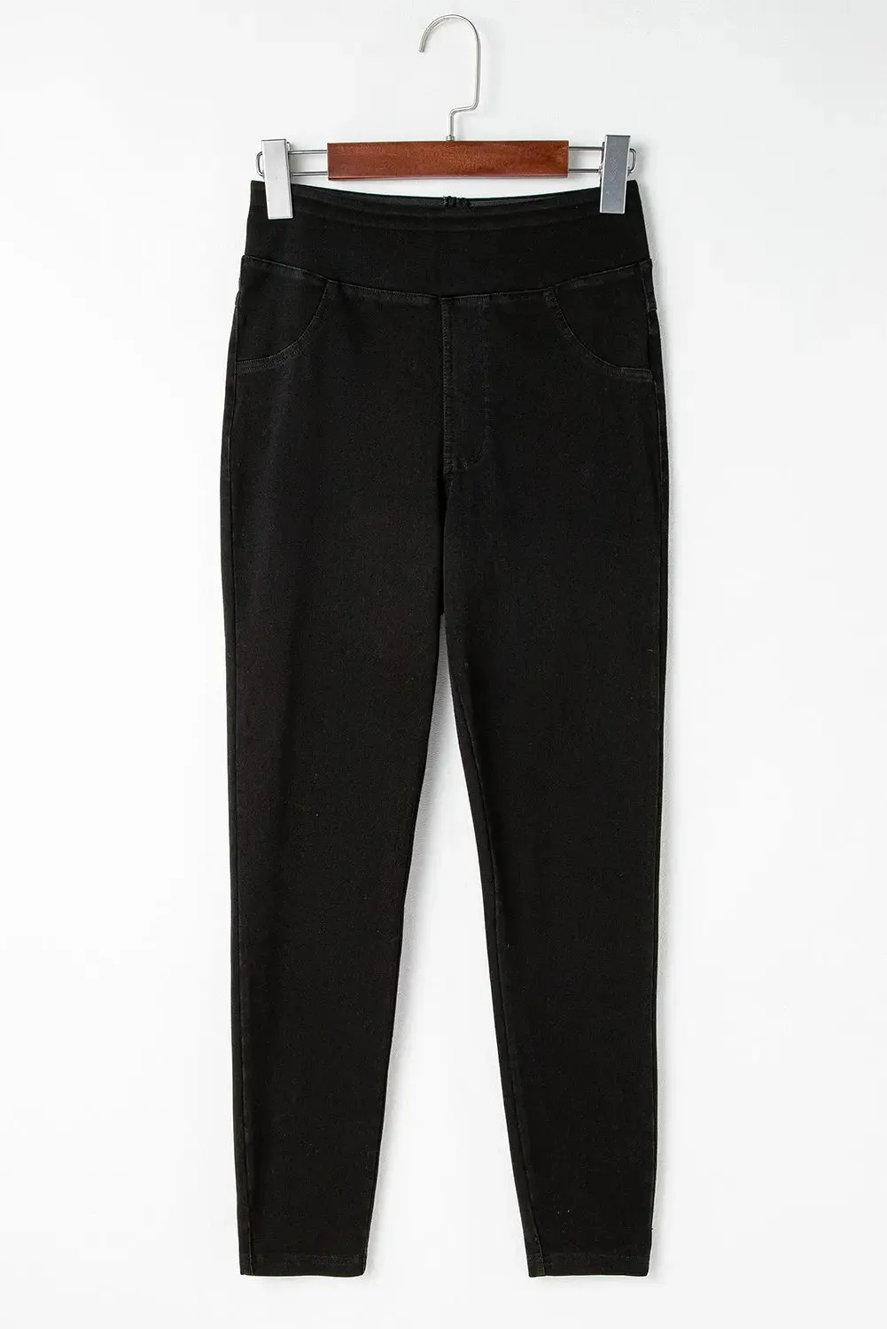 Black Solid Colour High Waist Stretchy Slim Fit Jeggings sold by eAura product image thumbnail 5