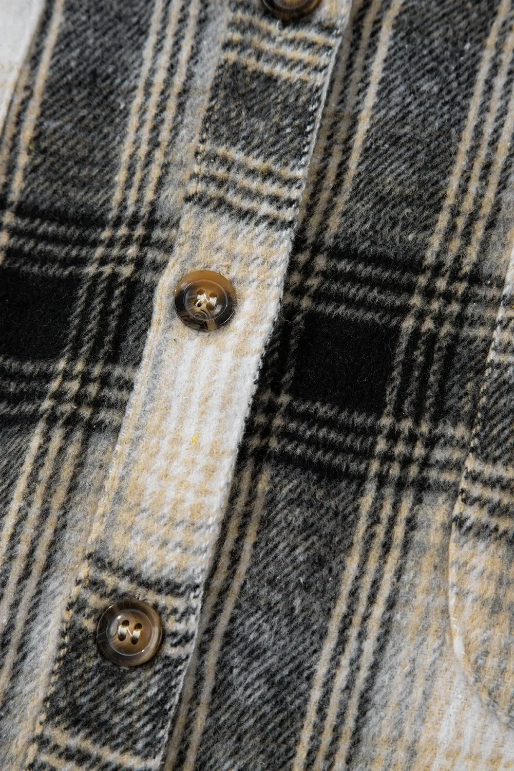 Black Plus Size Plaid Leopard Printed Patchwork Button Up Shacket sold by eAura product image thumbnail 5