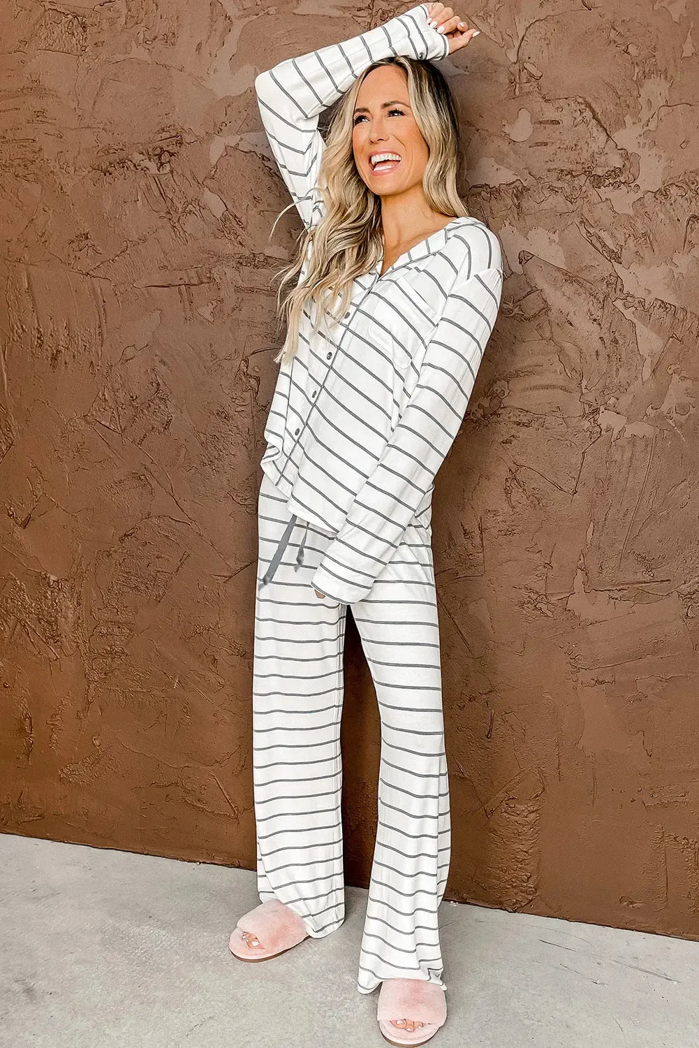 Striped Print Long Sleeve and Pants Pajamas Set sold by eAura product image thumbnail 3