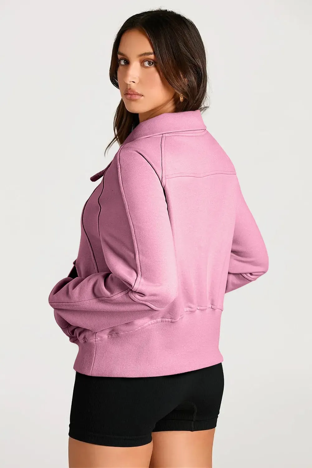 Valerian Quarter Zip Stand Neck Kangaroo Pocket Sweatshirt sold by eAura product image thumbnail 2