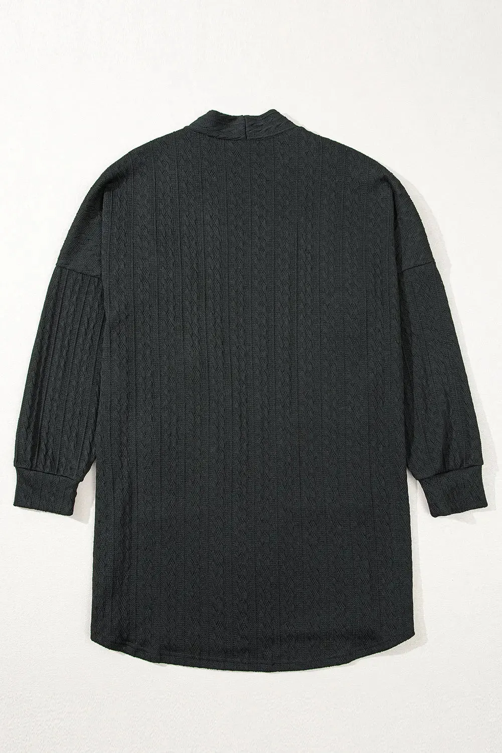 Black Textured Knit Side Pockets Open Front Cardigan sold by eAura product image thumbnail 5