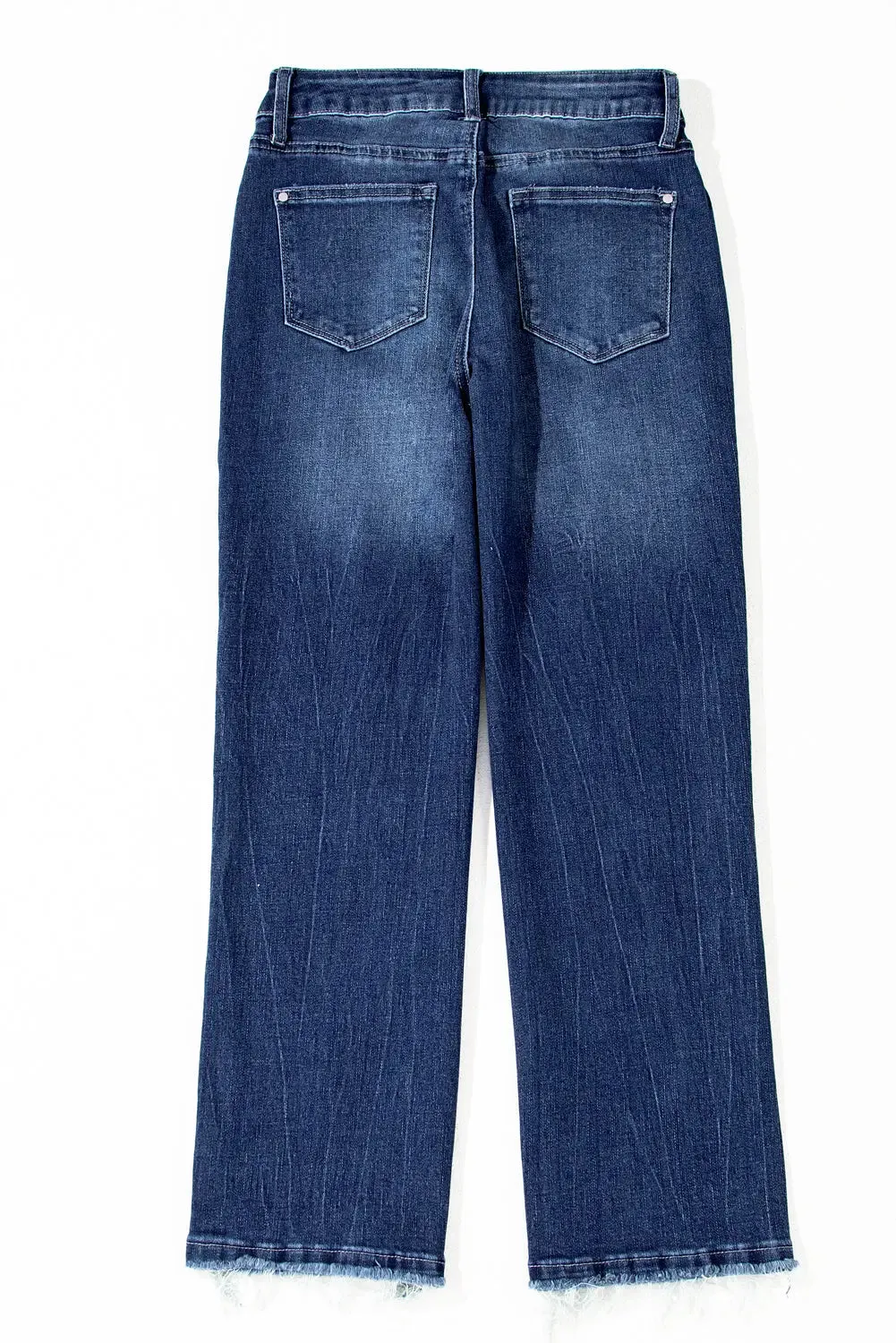 Sail Blue Mineral Wash Raw Hem High Waist Flared Jeans sold by eAura product image thumbnail 4
