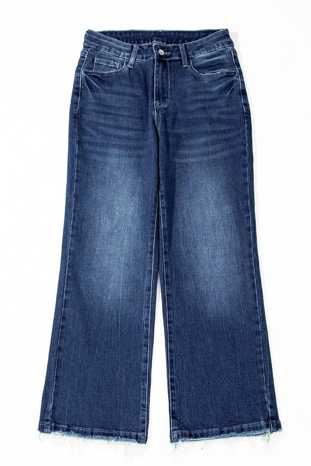 Sail Blue Mineral Wash Raw Hem High Waist Flared Jeans sold by eAura product image thumbnail 3