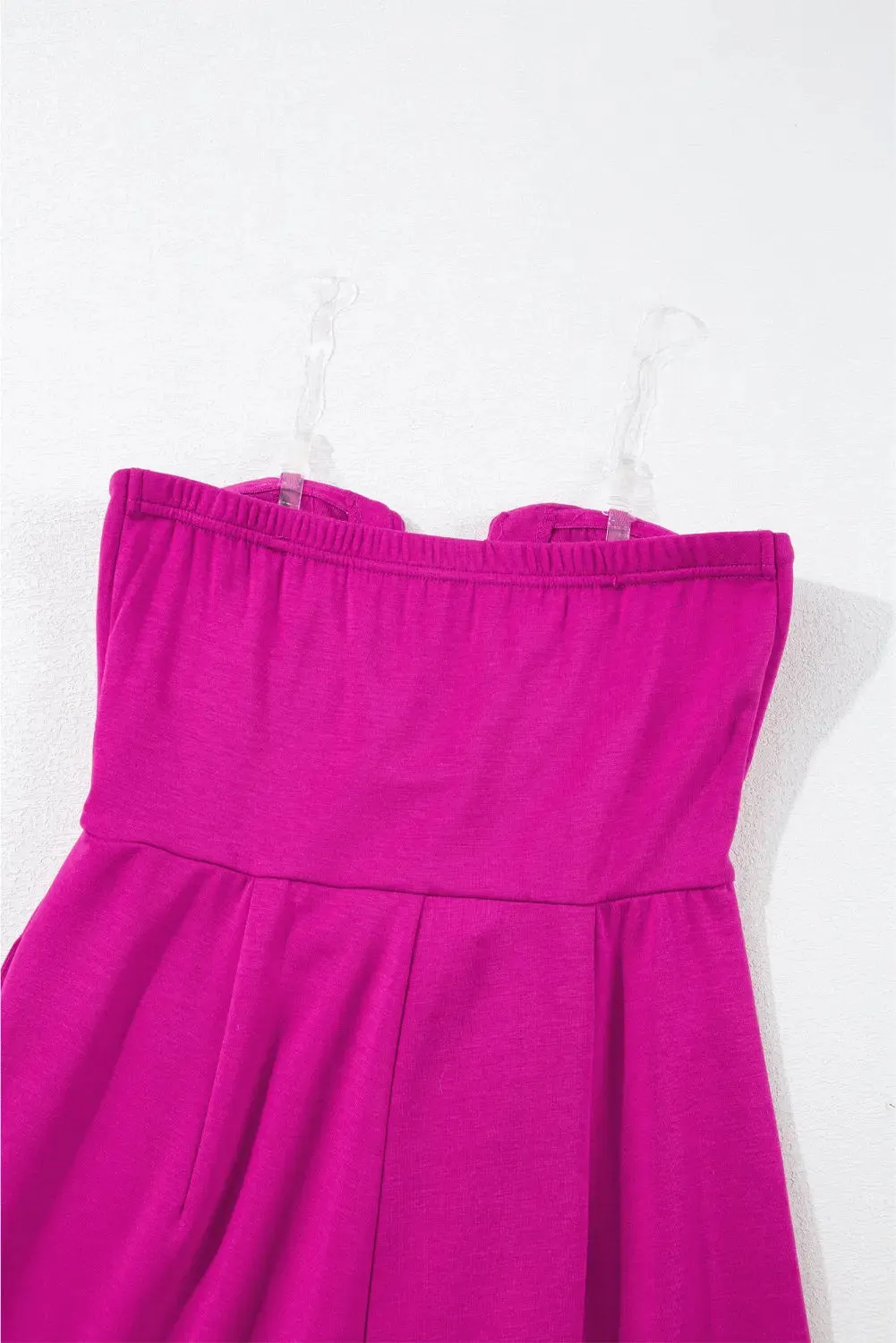 Bright Pink Bowknot Strapless Wide Leg Jumpsuit sold by eAura product image thumbnail 4