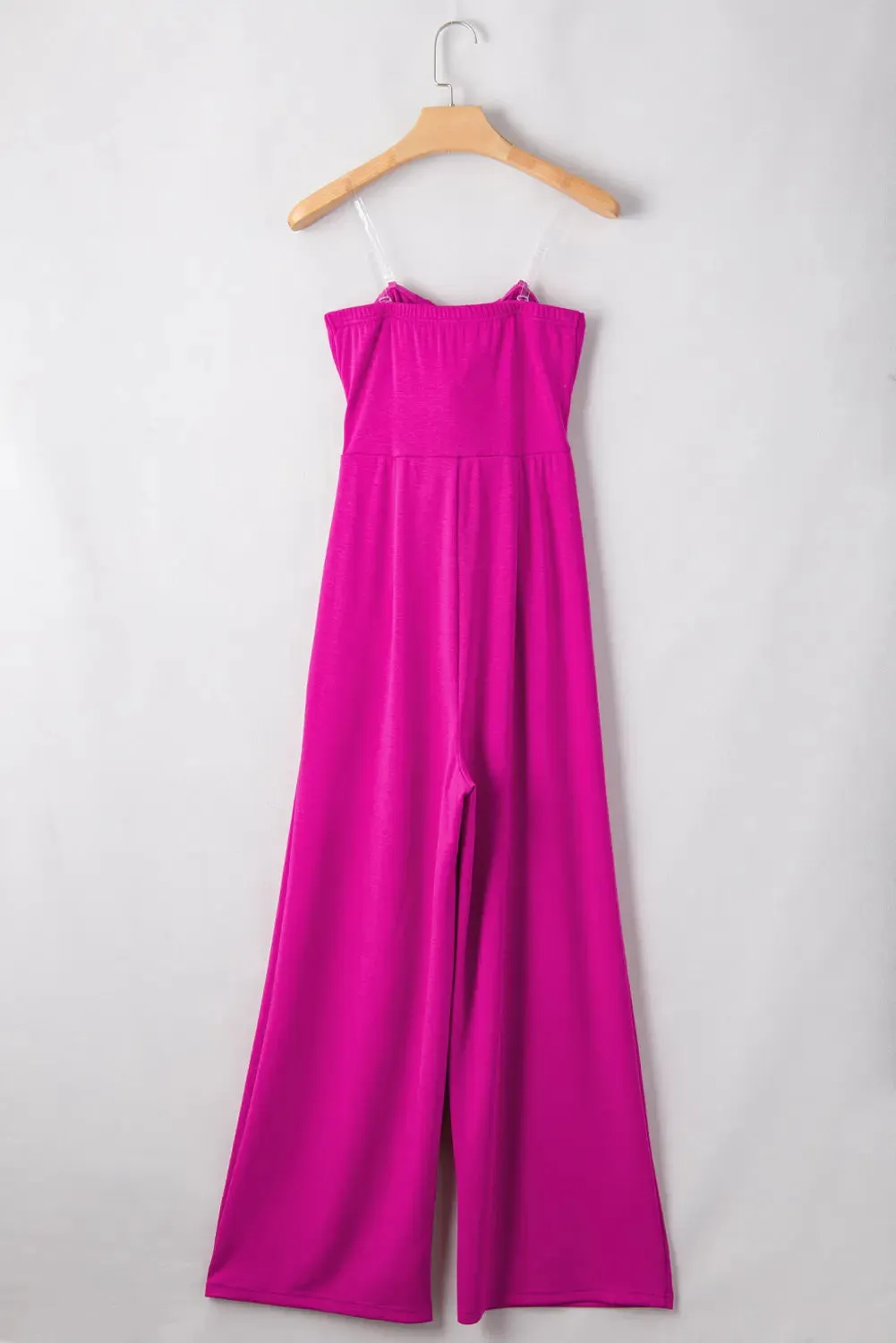 Bright Pink Bowknot Strapless Wide Leg Jumpsuit sold by eAura product image thumbnail 2