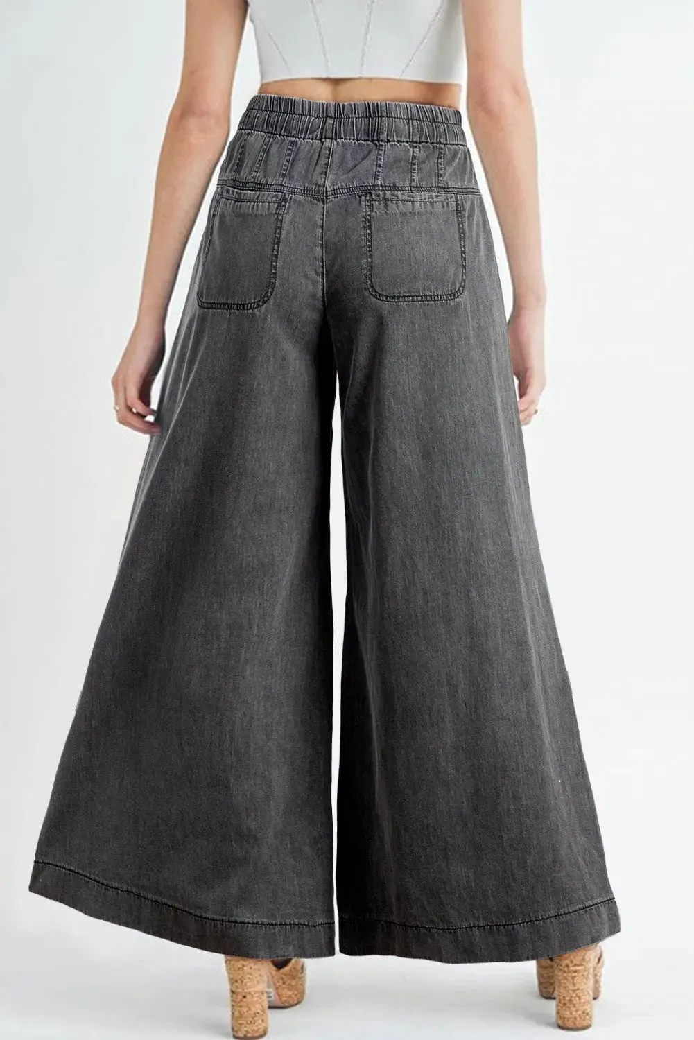 Carbon Grey Mineral Wash Button Fly Waist Wide Leg Jeans sold by eAura product image thumbnail 2