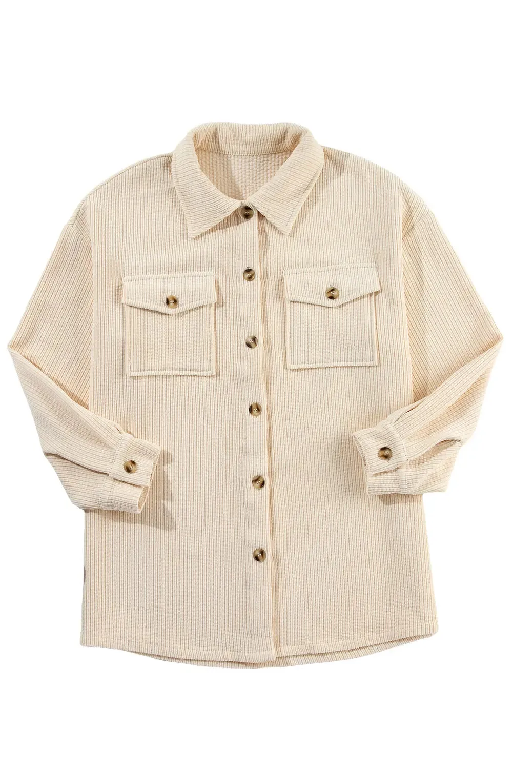 Chestnut Corduroy Flap Pocket Button Up Shacket sold by eAura product image thumbnail 4