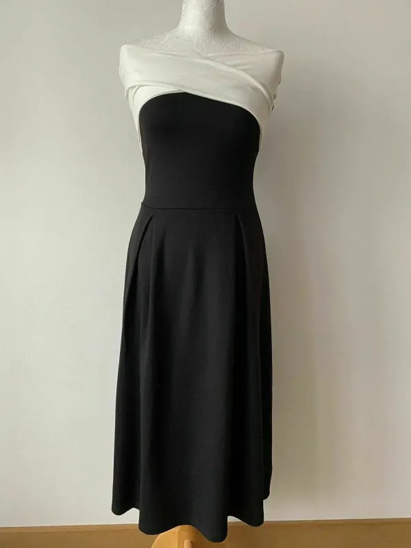 Anna Field Black Midi Fit & Flare Dress Size 8 Off Shoulder sold by eAura