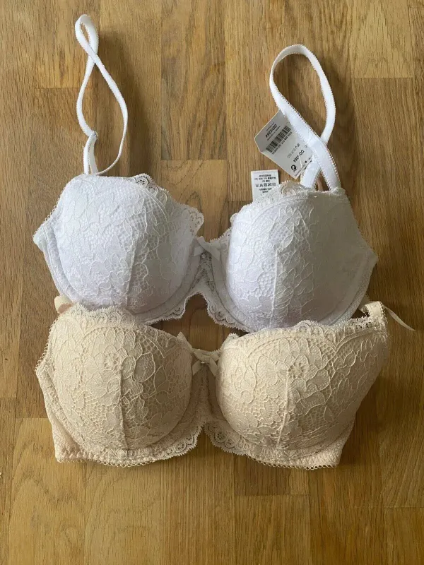 NEXT Lingerie Phoebe 2 Pack Lace Padded Bra's White and Beige 30D sold by eAura