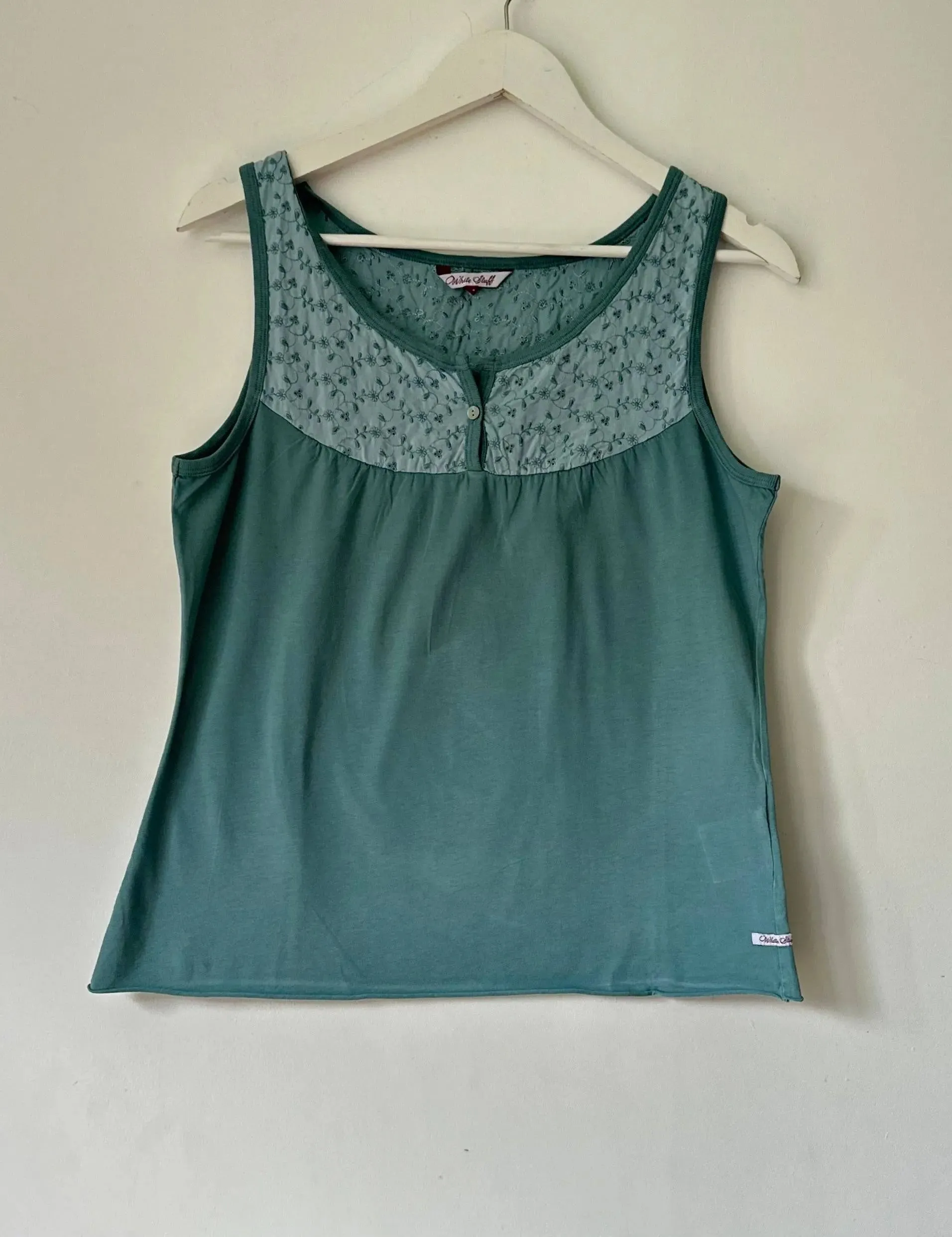 White Stuff Teal Cotton Sleeveless Vest Top Broderie Lace Sizes 8, 10, 12, 14 sold by eAura product image thumbnail 3
