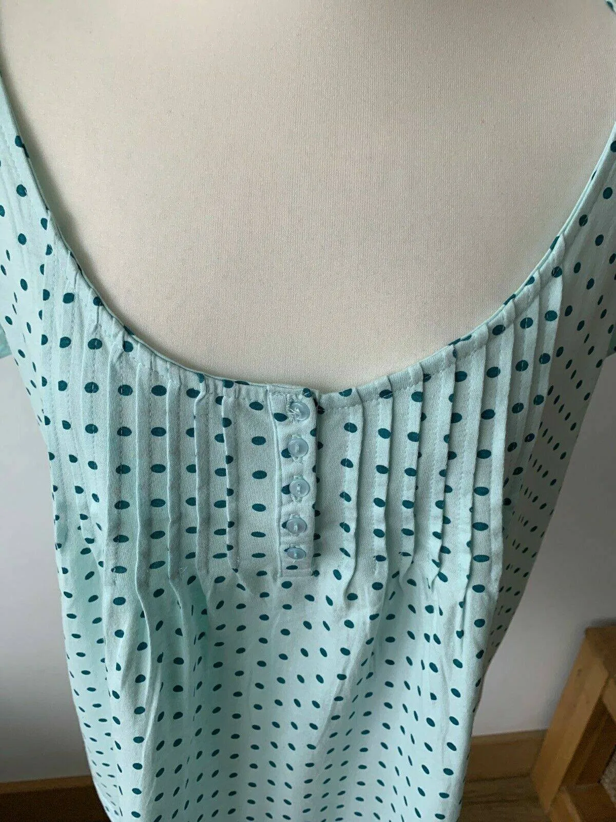 Blancheporte Light Teal Polka Dot Top Cotton Size 16 - 18 Pit to Pit 19.5" sold by eAura