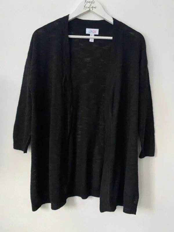 D&Co Slub Open Front Cardigan Black S, M Lightweight Knit sold by eAura