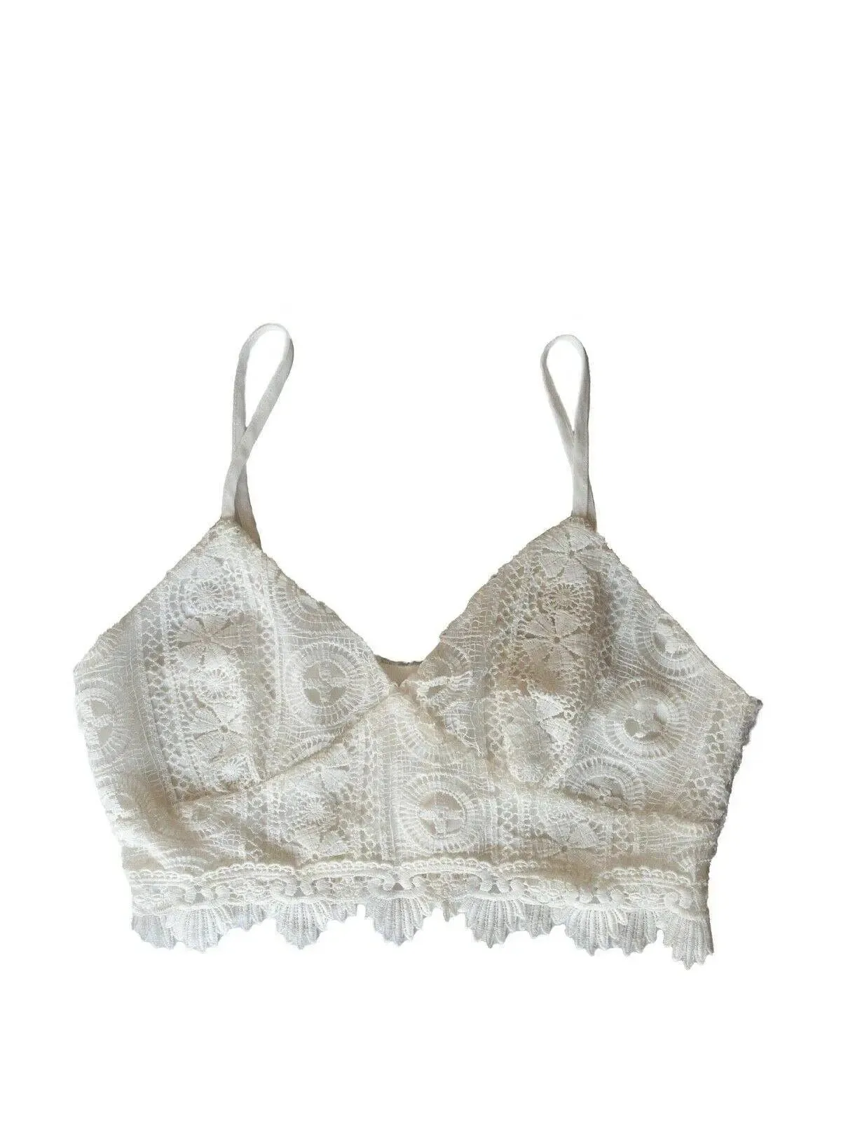 Umenda Crochet Layered Crop Top Size 10 Pearl Button Detail sold by eAura