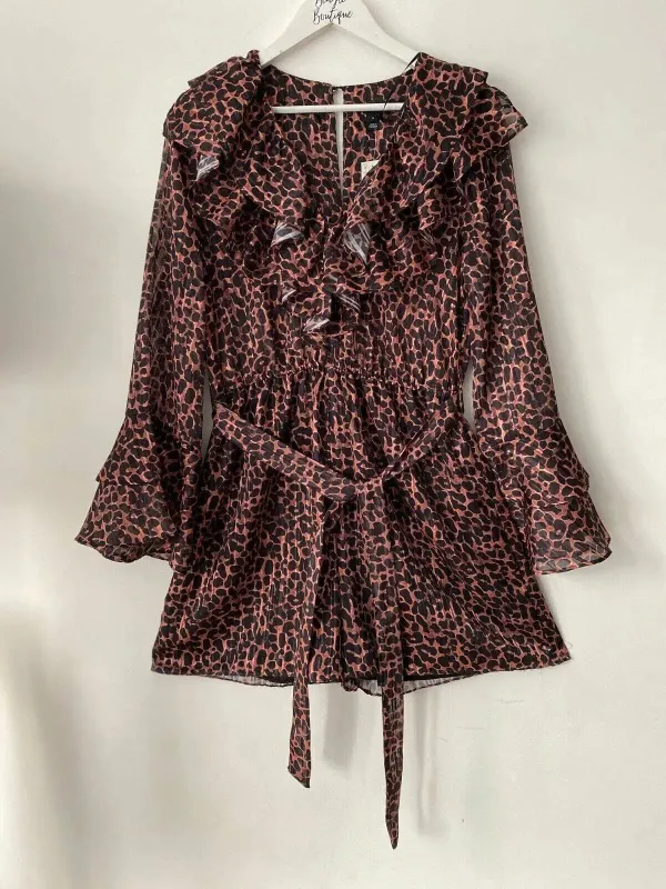 River Island Animal Print Ruffled Playsuit Sizes 12 sold by eAura