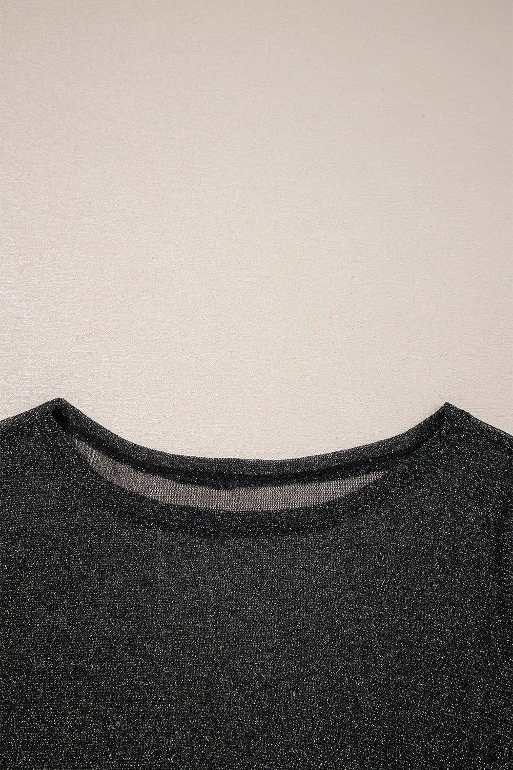 Black Metallic Glitter Mesh Long Sleeve Top sold by eAura product image thumbnail 3