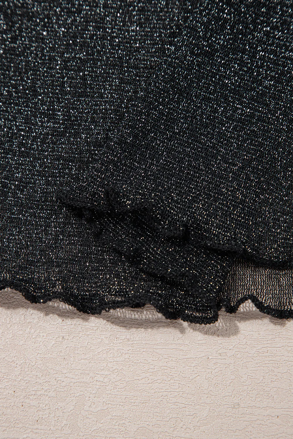 Black Metallic Glitter Mesh Long Sleeve Top sold by eAura product image thumbnail 5