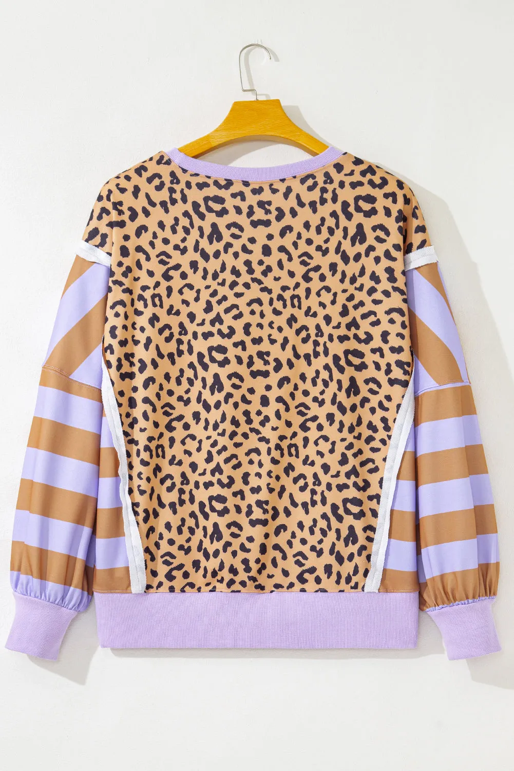 Leopard Striped Patchwork Plus Size Loose Sweatshirt sold by eAura product image thumbnail 4