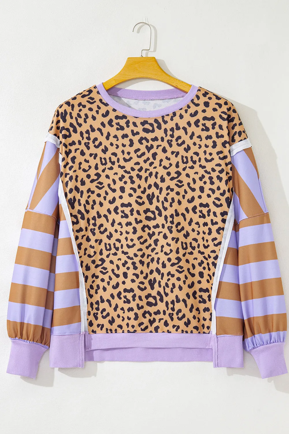Leopard Striped Patchwork Plus Size Loose Sweatshirt sold by eAura product image thumbnail 3
