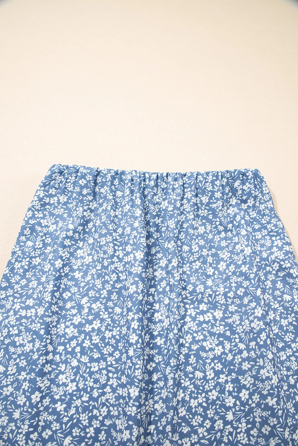 Sky Blue Boho Floral High Waist Long Skirt with Side Split sold by eAura product image thumbnail 5