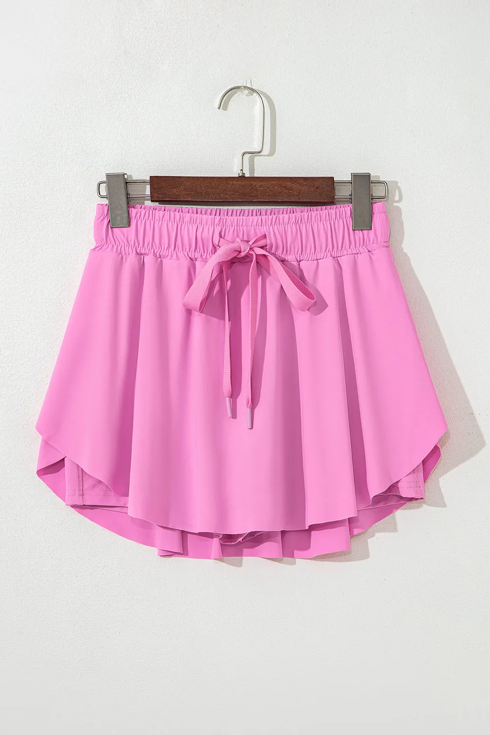Pink Drawstring High Waist Lined Tennis Skorts sold by eAura product image thumbnail 5