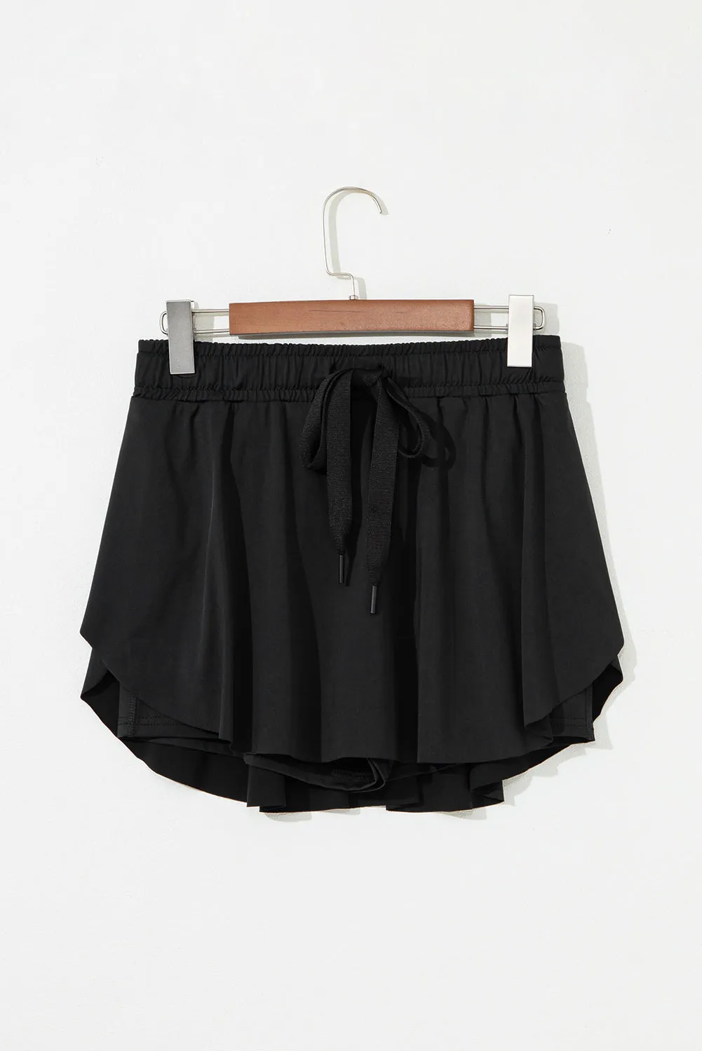 Black Drawstring High Waist Lined Tennis Skorts sold by eAura product image thumbnail 5