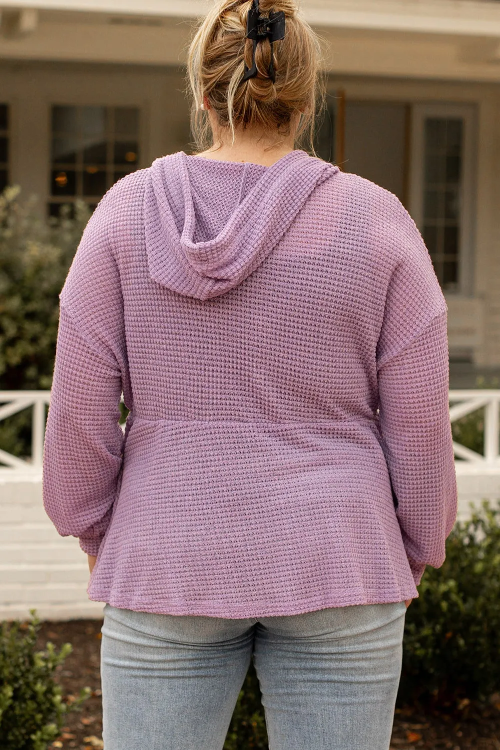 Plus Size Hooded Waffle Knit Top sold by eAura product image thumbnail 2