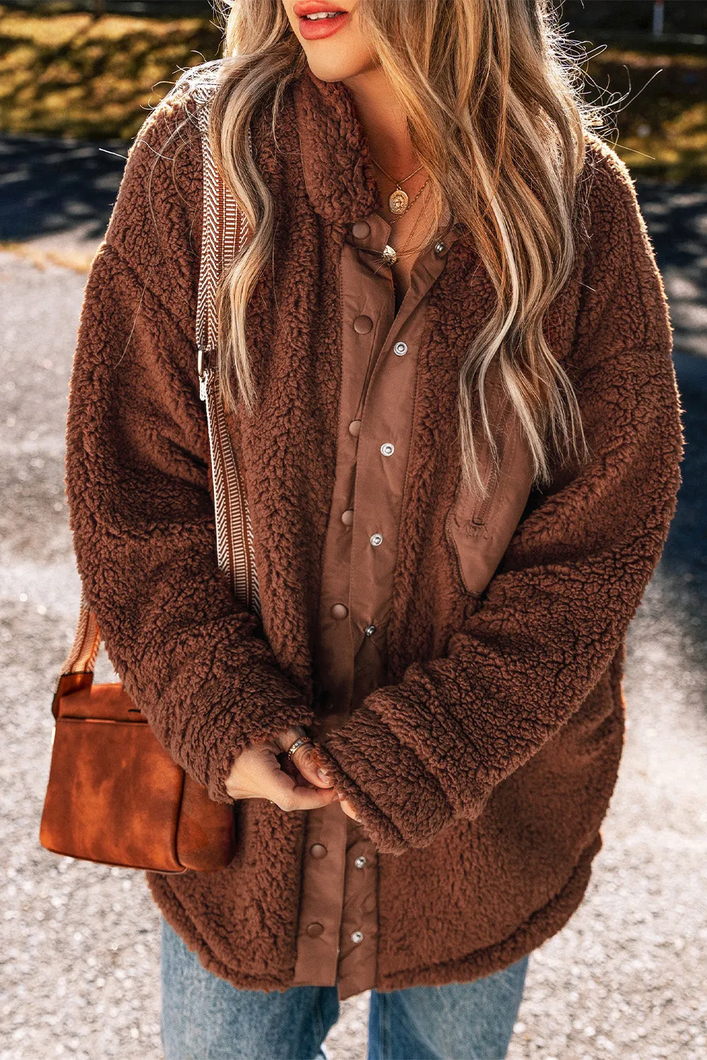 Red Clay Faux Shearling Teddy Bear Jacket sold by eAura product image thumbnail 3