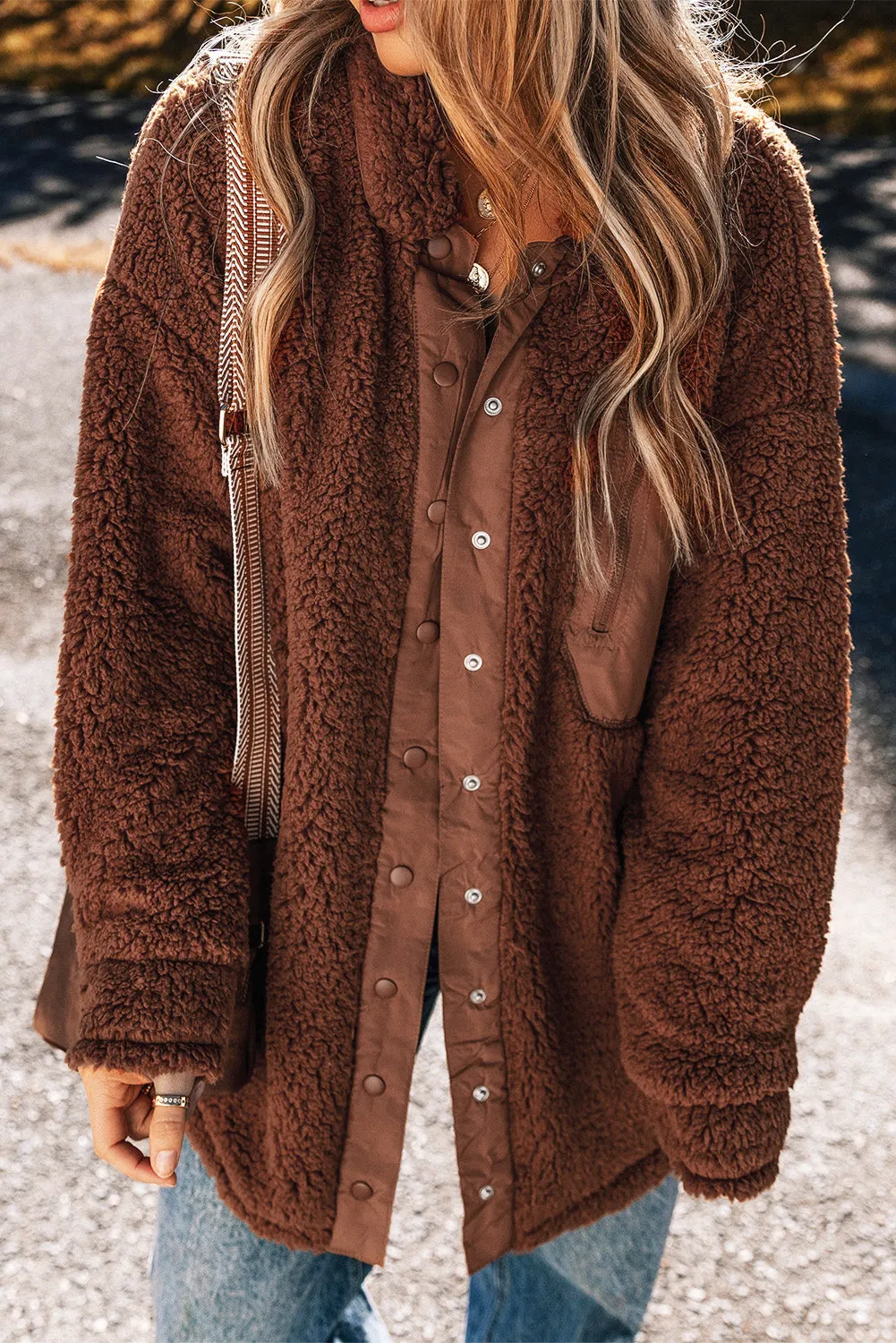 Red Clay Faux Shearling Teddy Bear Jacket sold by eAura product image thumbnail 4