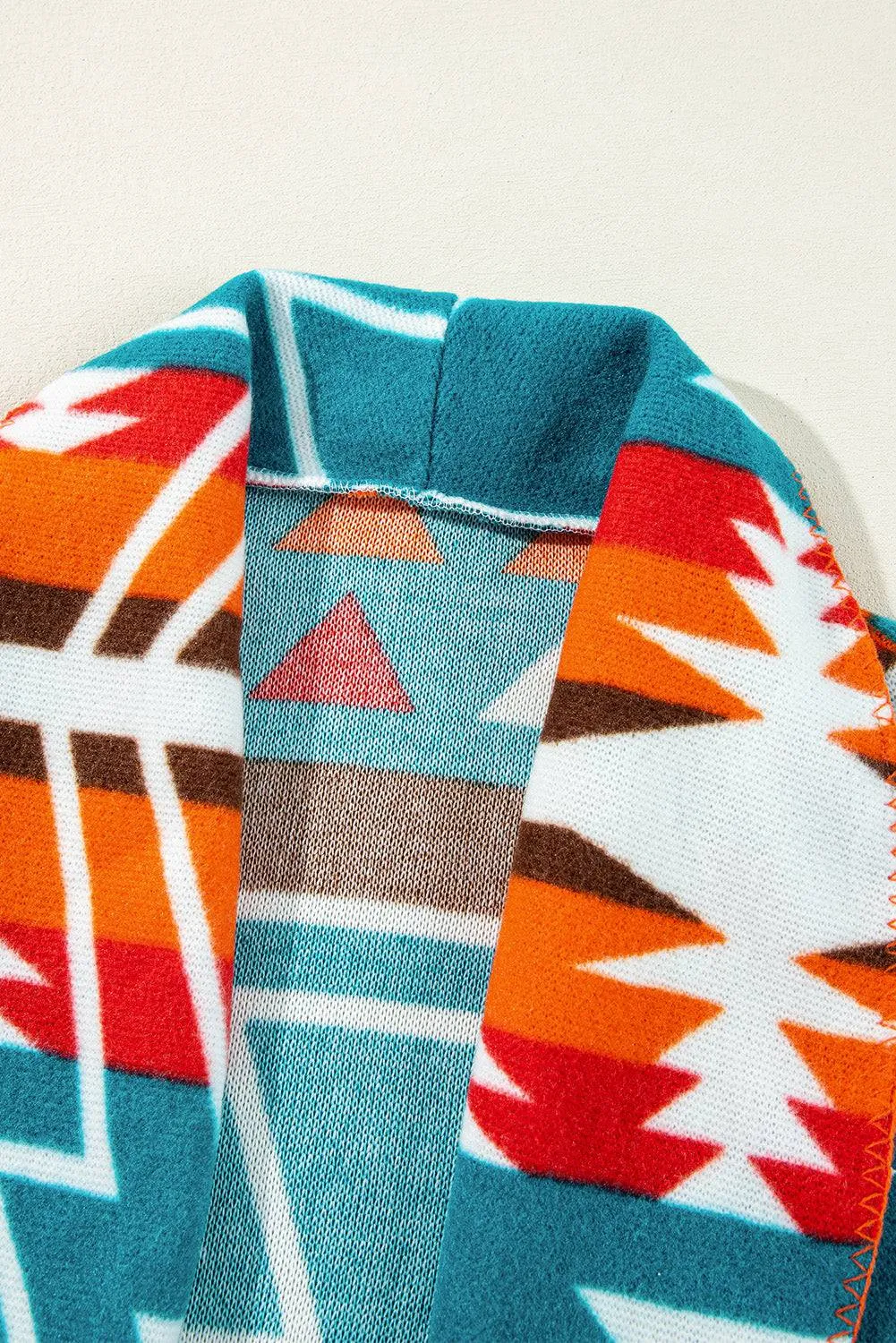 Sky Blue Aztec Printed Lapel Bell Sleeve Jacket sold by eAura product image thumbnail 5