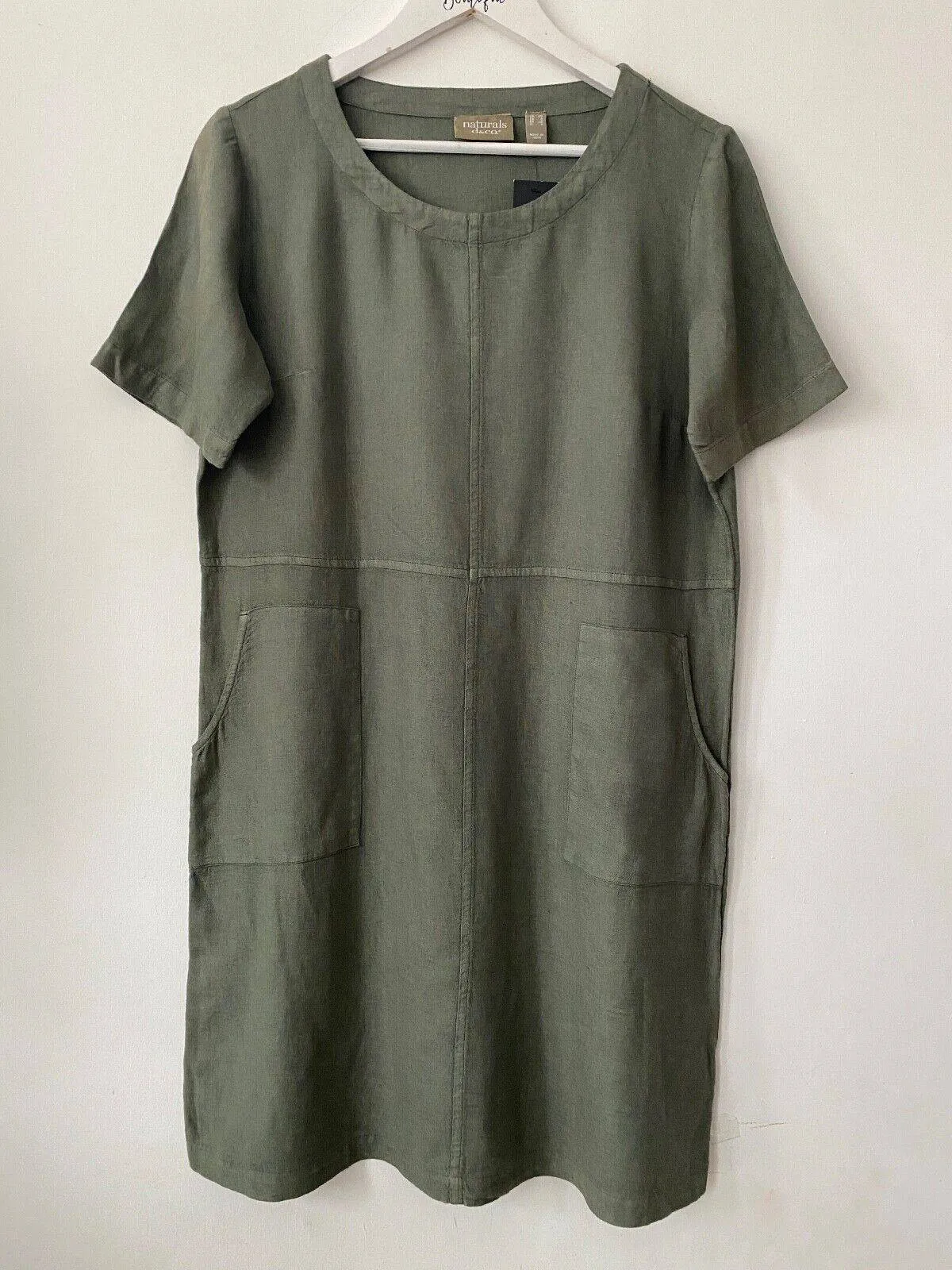 naturals d&co. Linen Blend Tee Dress With Pockets S, M Blue, Beige, Khaki & Turq sold by eAura product image thumbnail 3