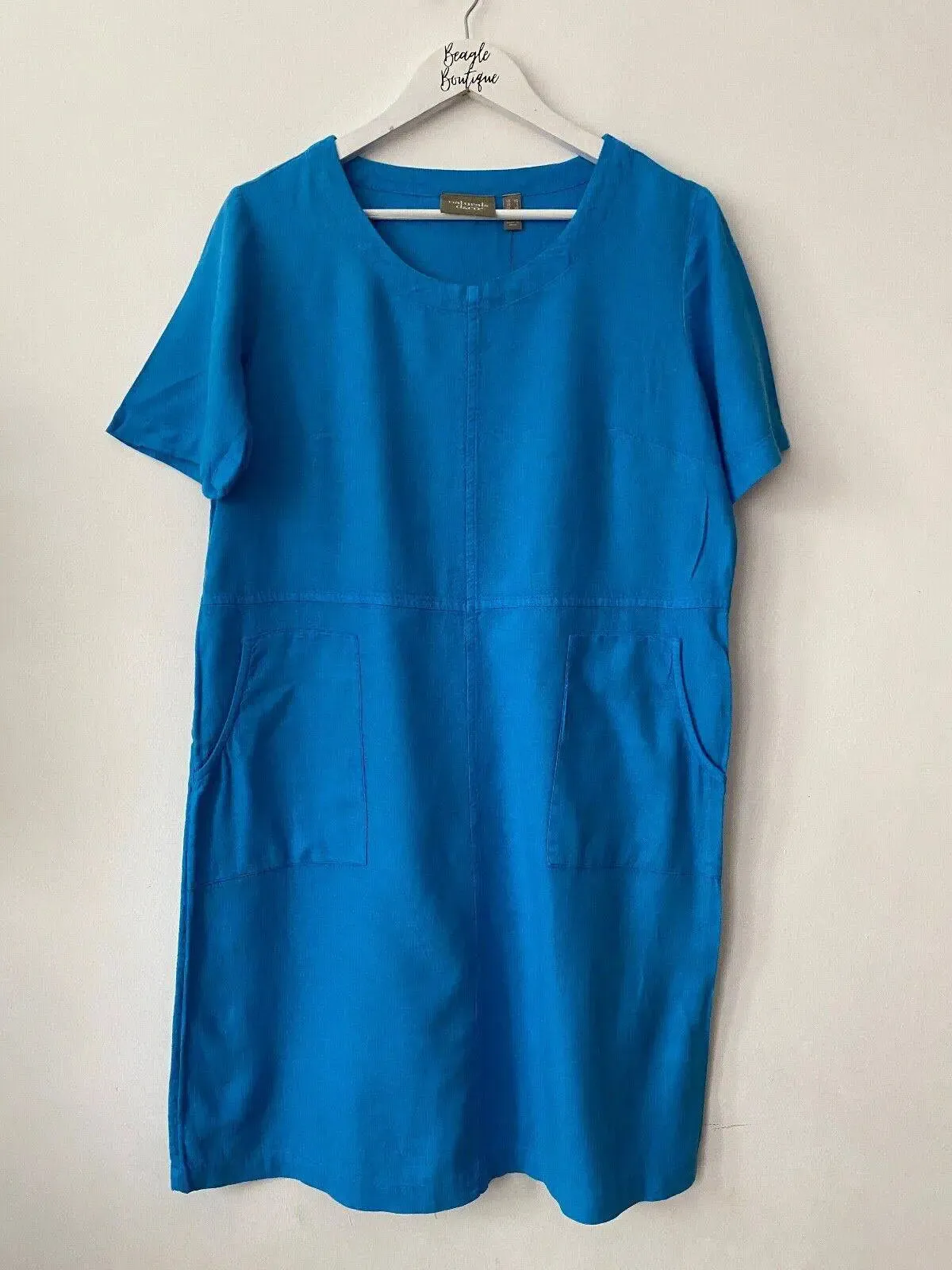 naturals d&co. Linen Blend Tee Dress With Pockets S, M Blue, Beige, Khaki & Turq sold by eAura product image thumbnail 4