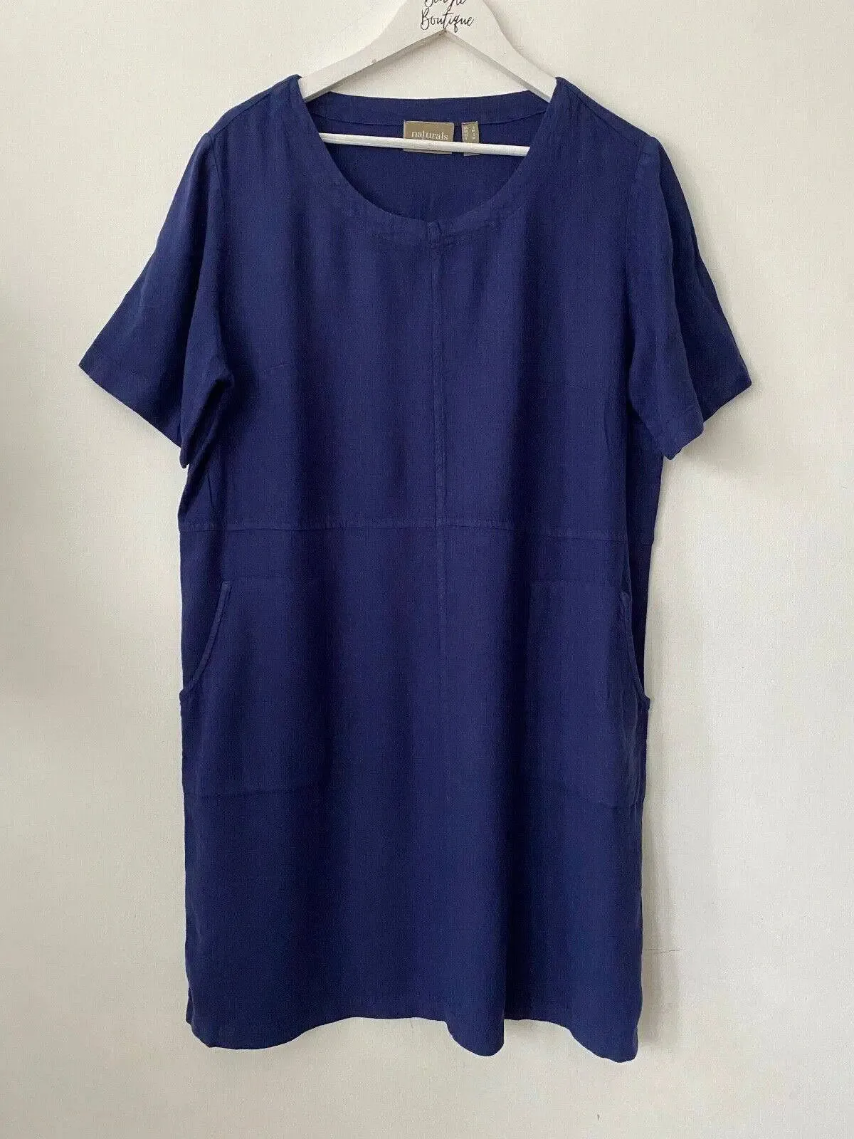 naturals d&co. Linen Blend Tee Dress With Pockets S, M Blue, Beige, Khaki & Turq sold by eAura product image thumbnail 2