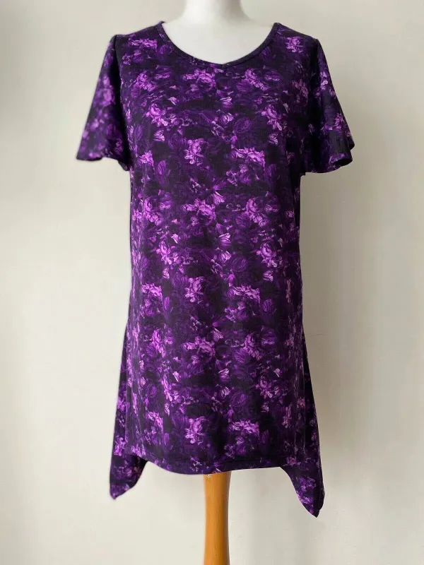 Tommy & Kate Purple Floral Hanky Hem Top Size S 8 - 10 sold by eAura