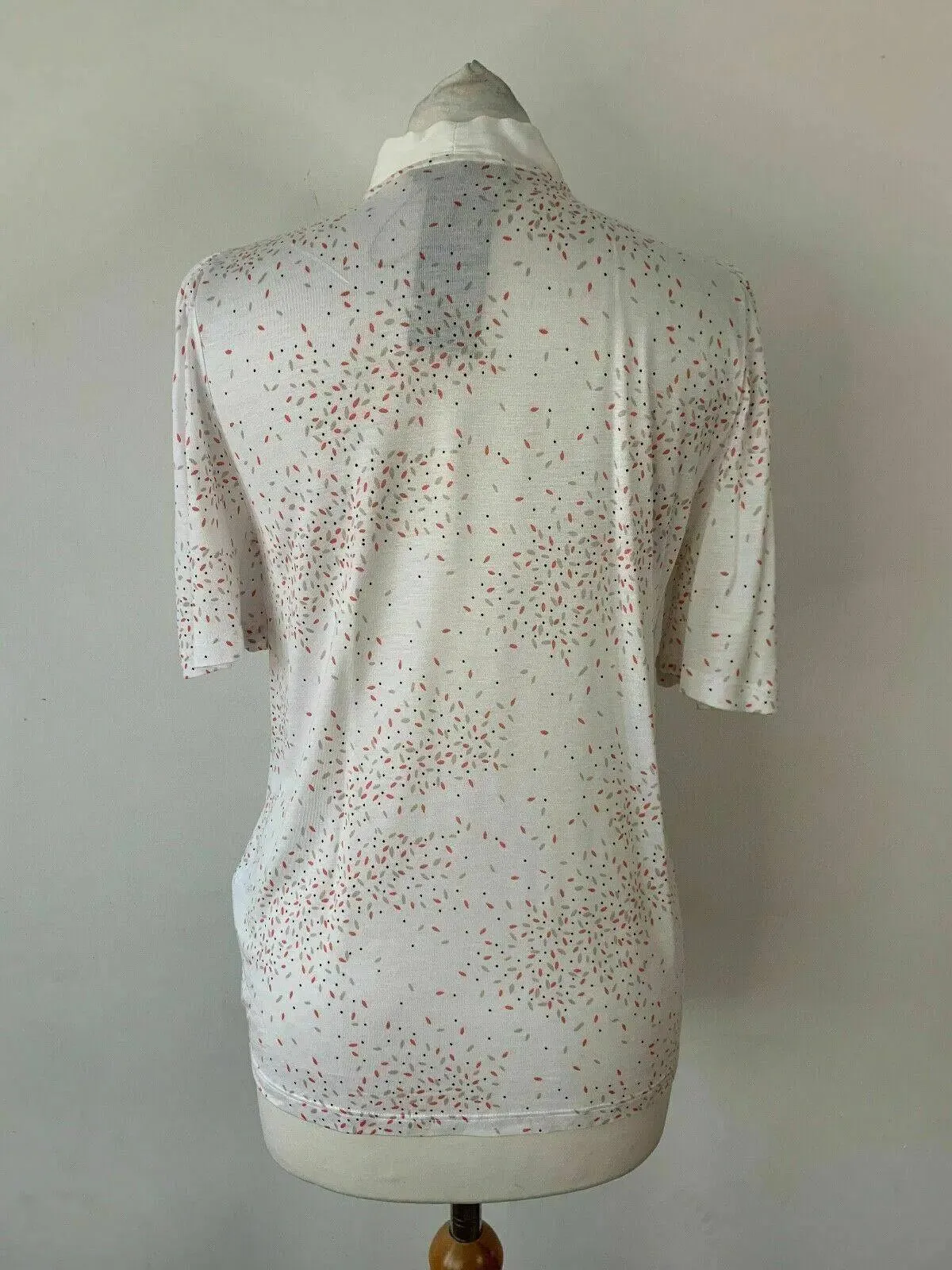 M&S Ivory Mix Tie Neck Top Size 10 Short Flared Sleeve sold by eAura product image thumbnail 4