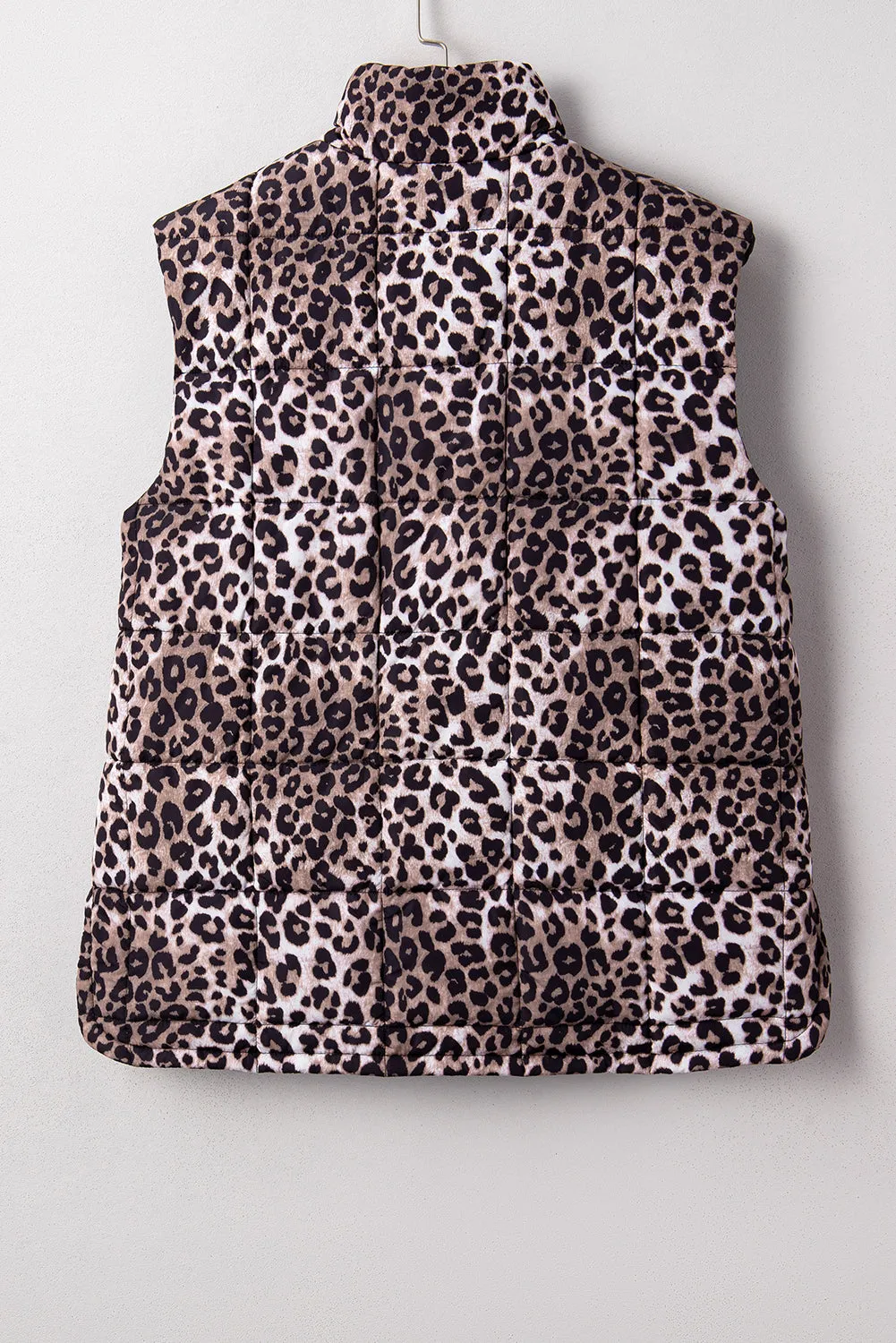 Leopard Quilted Full Zipper Casual Puff Vest sold by eAura product image thumbnail 4