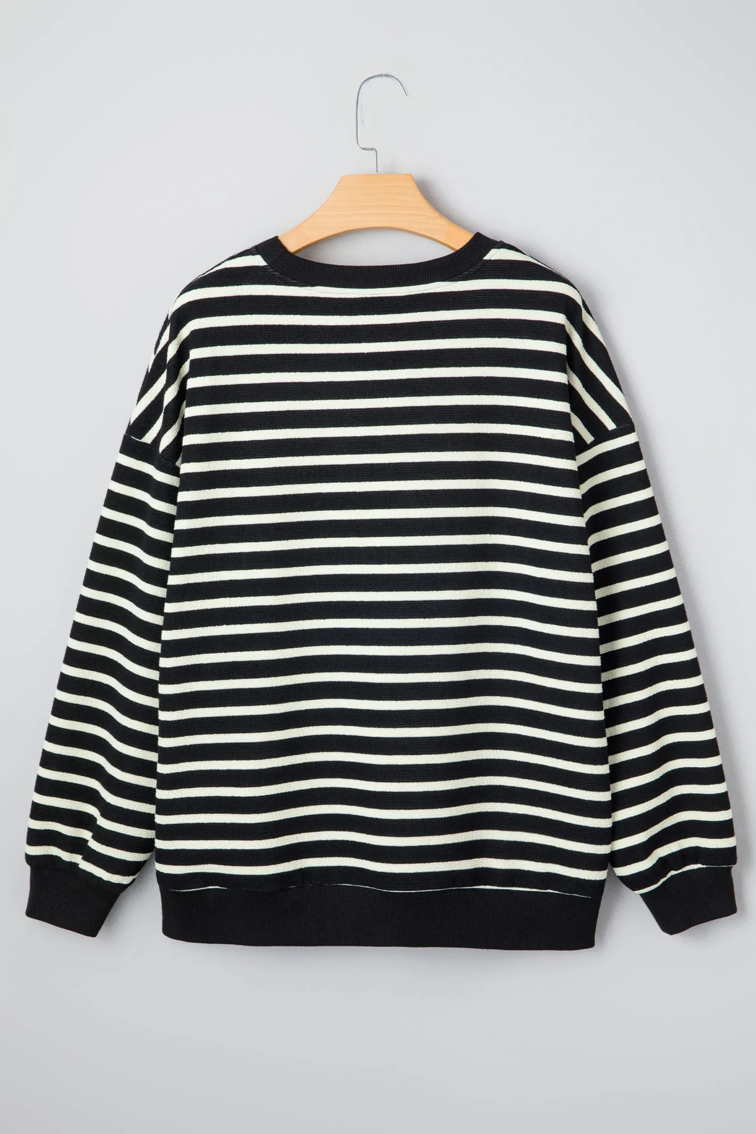 Black Stripe Contrast MERRY Letter Christmas Print Drop Shoulder Sweatshirt sold by eAura product image thumbnail 5