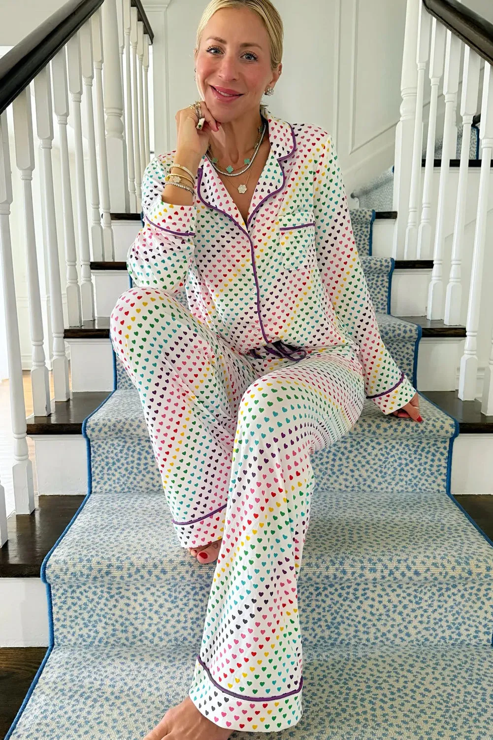 White Heart Print Long Sleeve Pyjama Set sold by eAura product image thumbnail 4