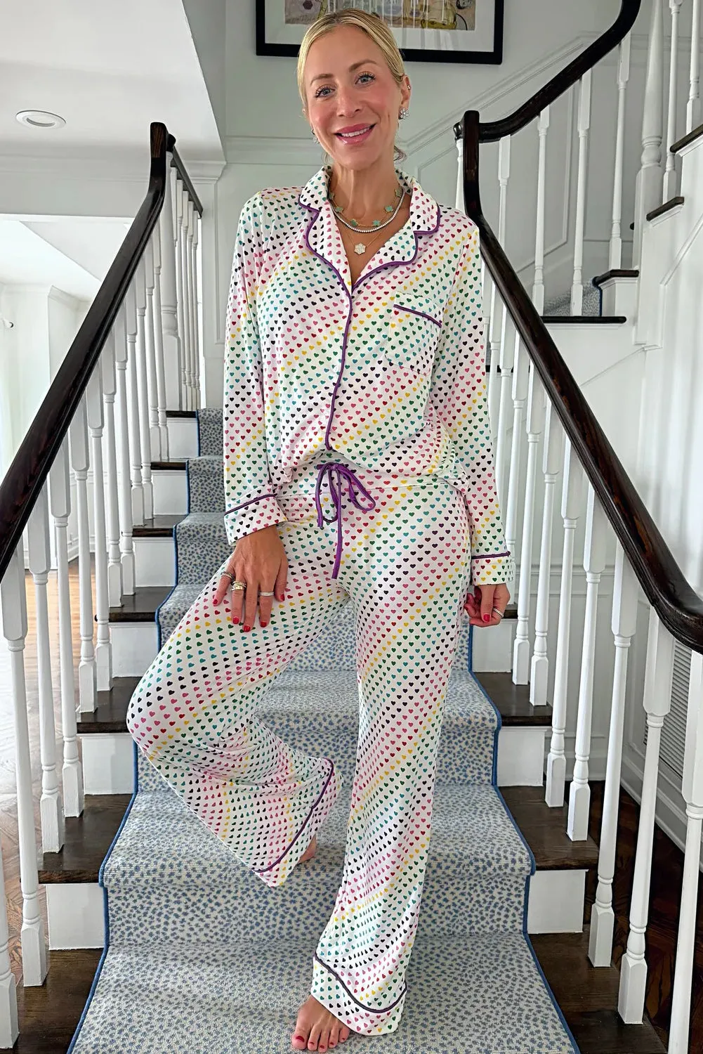 White Heart Print Long Sleeve Pyjama Set sold by eAura product image thumbnail 3