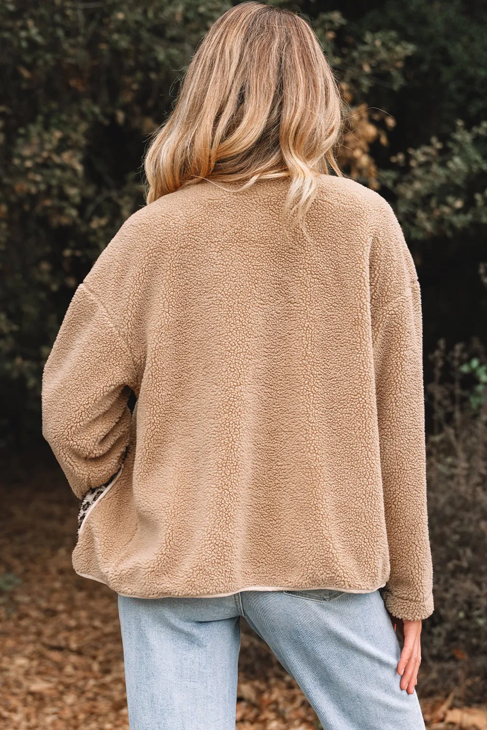 Casual Leopard Print Accent Plush Jacket with Pockets sold by eAura product image thumbnail 2